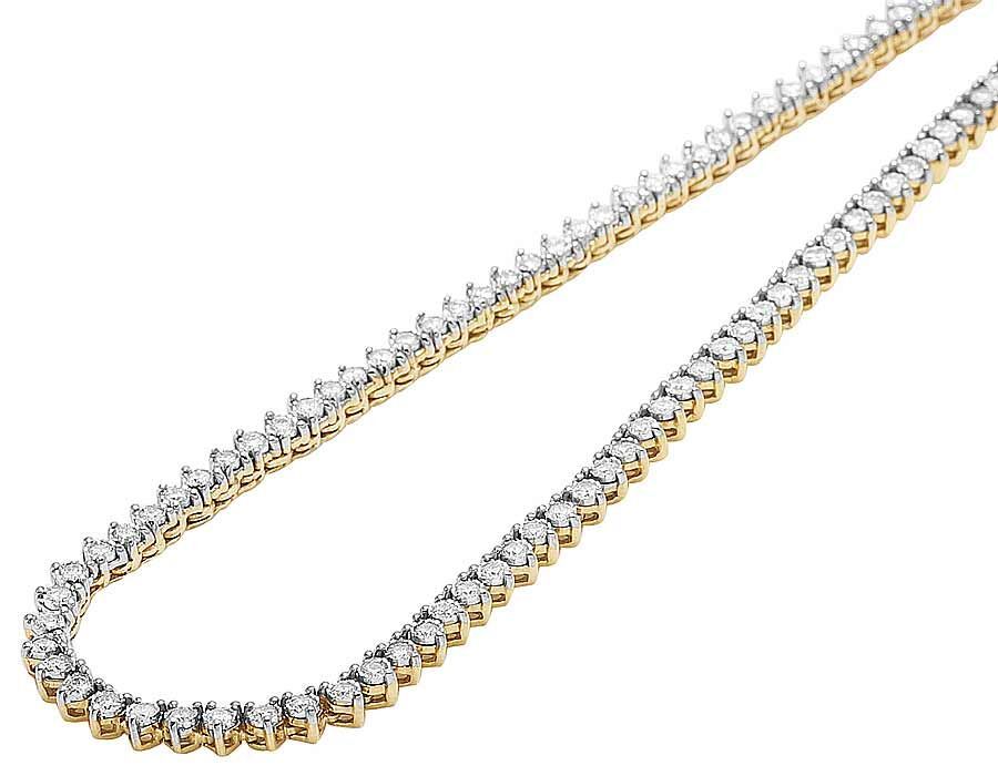 10k Solid Tennis Ice Chain Real Gold 22 Inch Necklace 3mm Genuine 1.85CT Diamond - GoldenlinQ