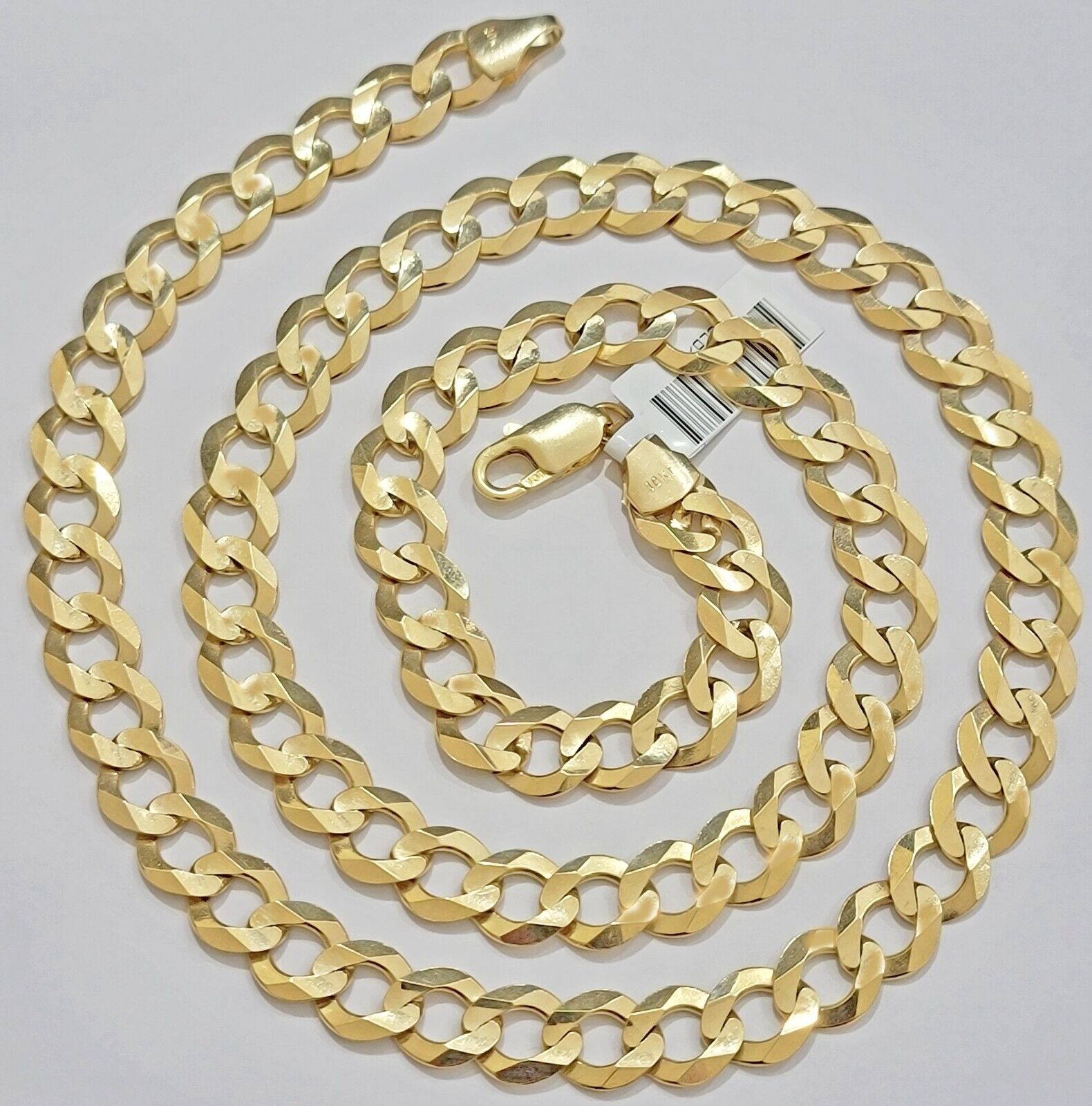 10K Solid Yellow Gold 10mm Cuban Curb Link Chain Necklace 26 Inch Men, Real 10kt - GoldenlinQ