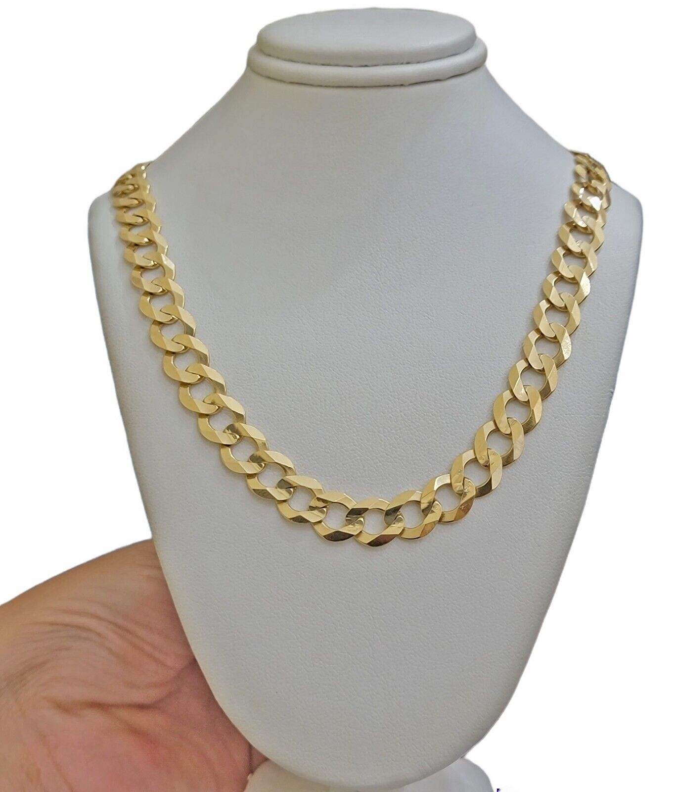 10K Solid Yellow Gold 10mm Cuban Curb Link Chain Necklace 26 Inch Men, Real 10kt - GoldenlinQ