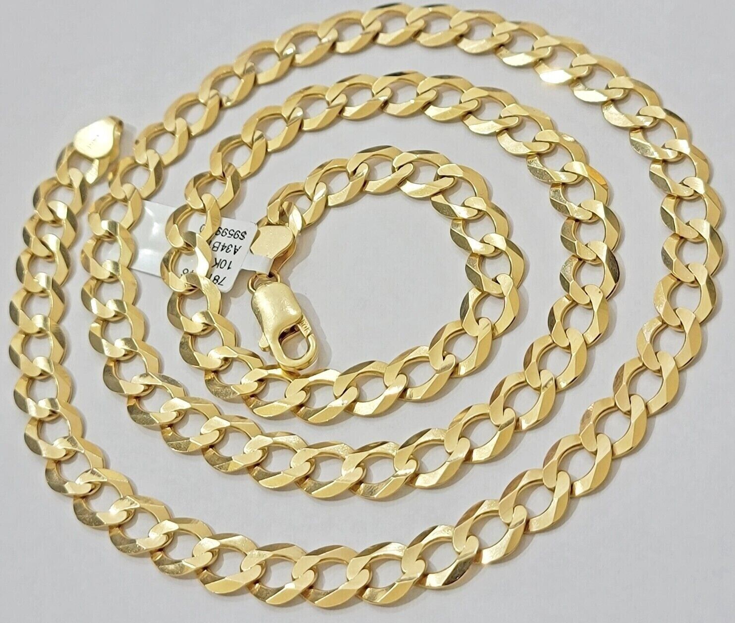 10K Solid Yellow Gold 9mm Cuban Curb Link Chain Necklace 24 Inch Mens, Real 10kt - GoldenlinQ