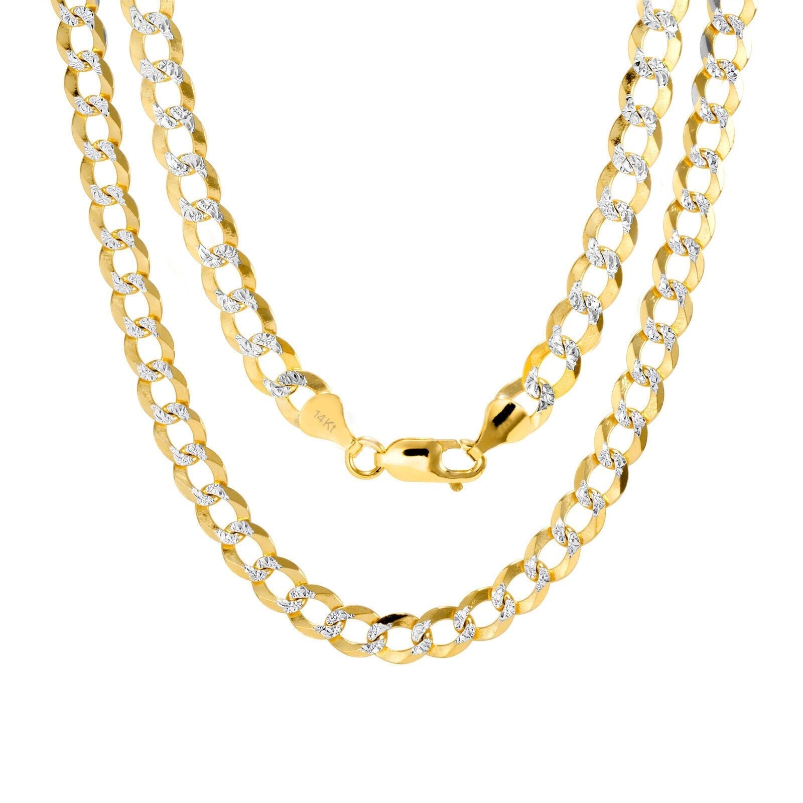 10K Solid Yellow Gold Cuban Curb Chain 12mm Diamond Cut Necklace 20 - 30'' Inches - GoldenlinQ