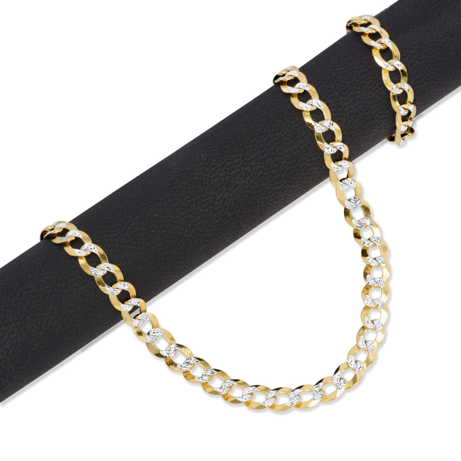 10K Solid Yellow Gold Cuban Curb Chain 12mm Diamond Cut Necklace 24'' Inches - GoldenlinQ