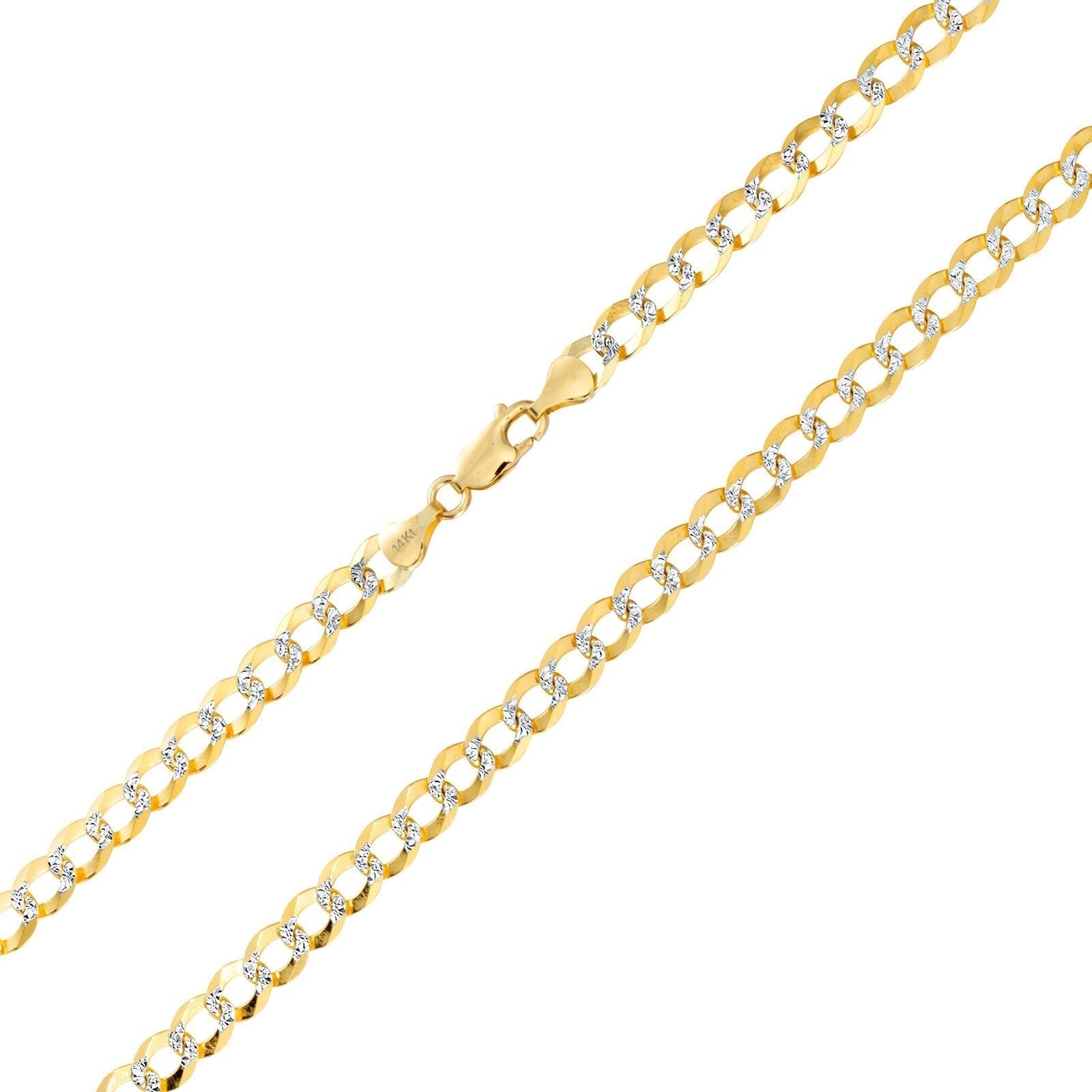 10K Solid Yellow Gold Cuban Curb Chain 12mm Diamond Cut Necklace 26'' Inches - GoldenlinQ
