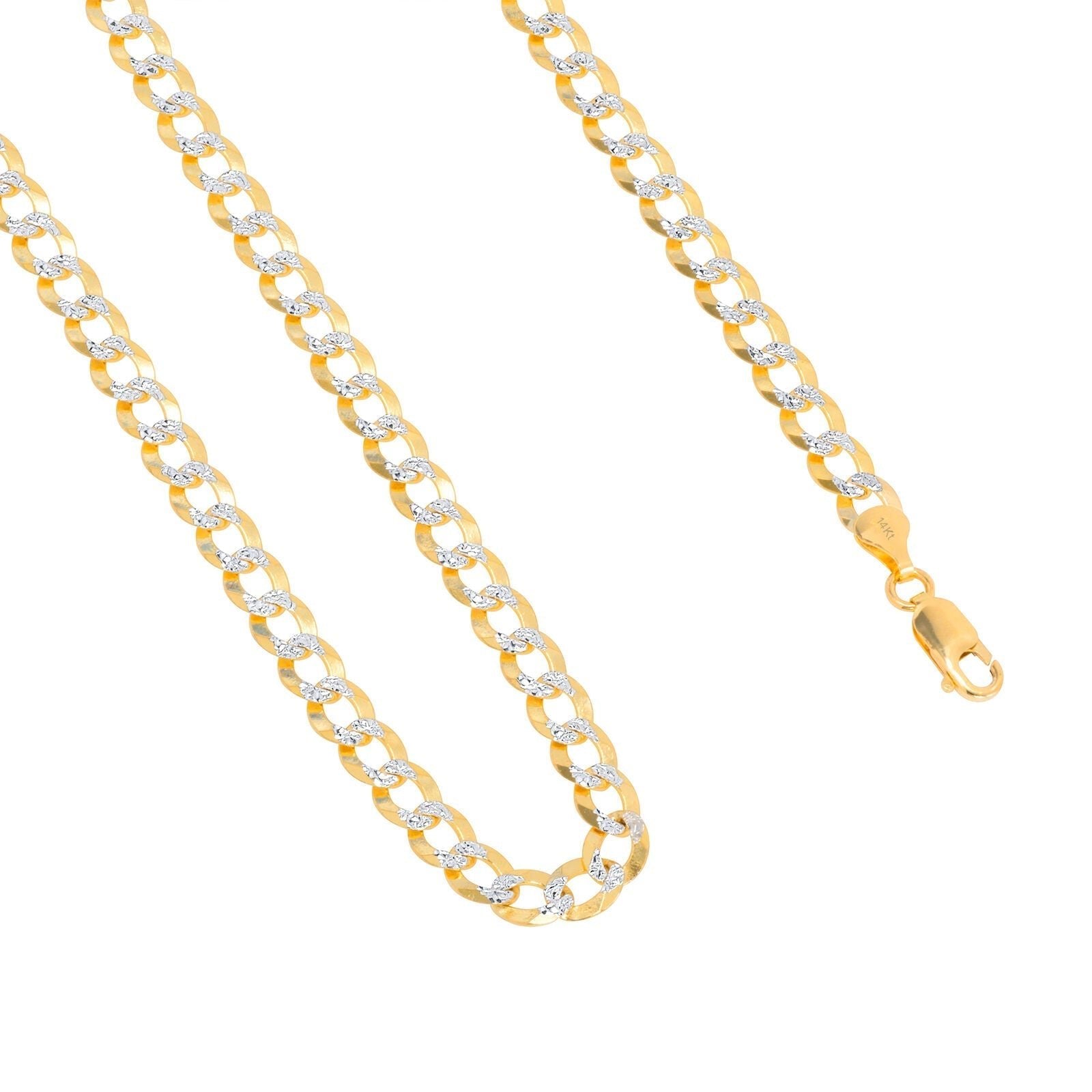10K Solid Yellow Gold Cuban Curb Chain 12mm Diamond Cut Necklace 28'' Inches - GoldenlinQ