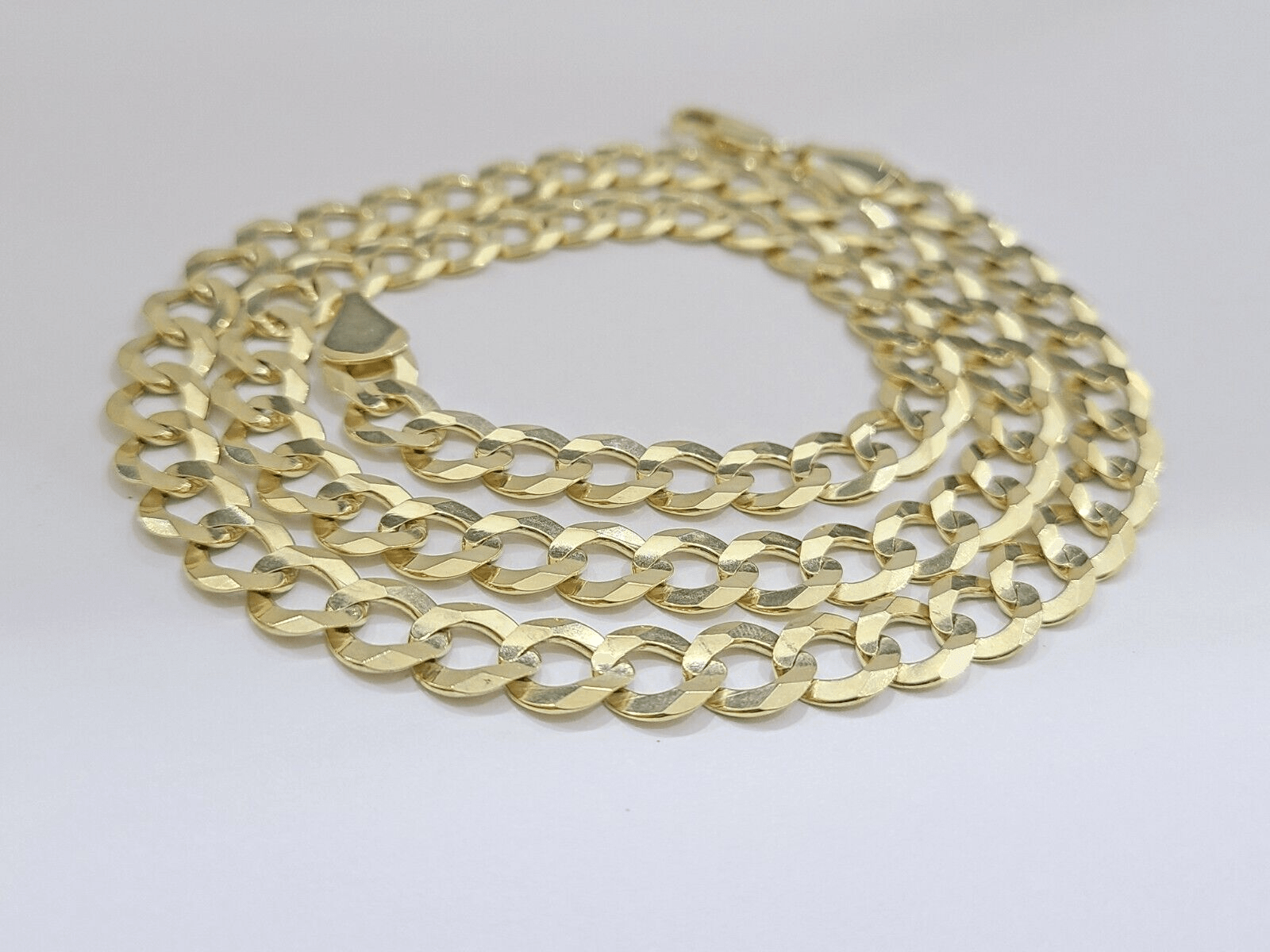 10k Solid Yellow Gold Cuban Curb Link Chain 8.5mm Necklace 22'' Lobster Lock - GoldenlinQ