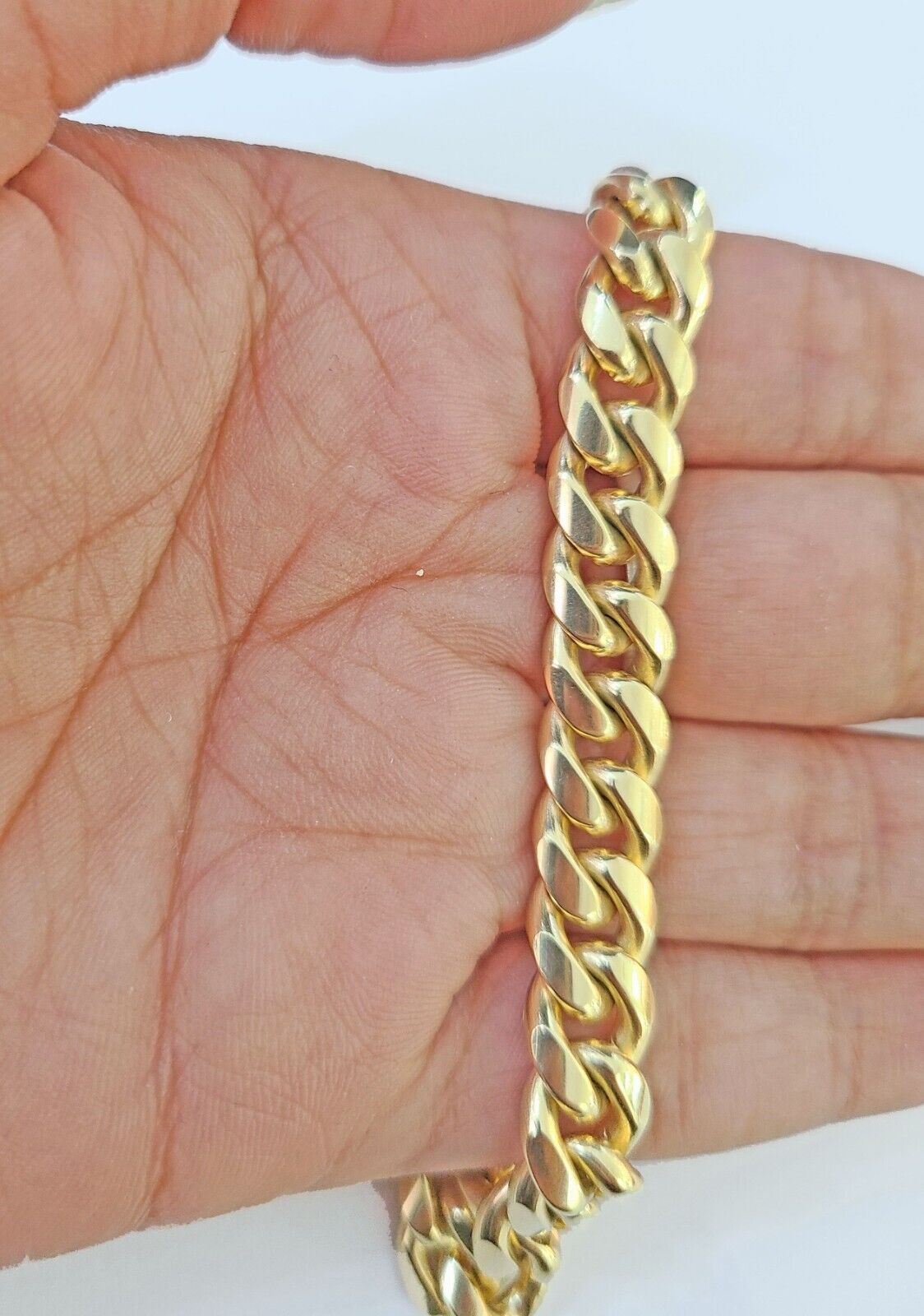 10k Solid Yellow Gold Miami Cuban Bracelet Size 8.5mm 8inches Men Women - GoldenlinQ