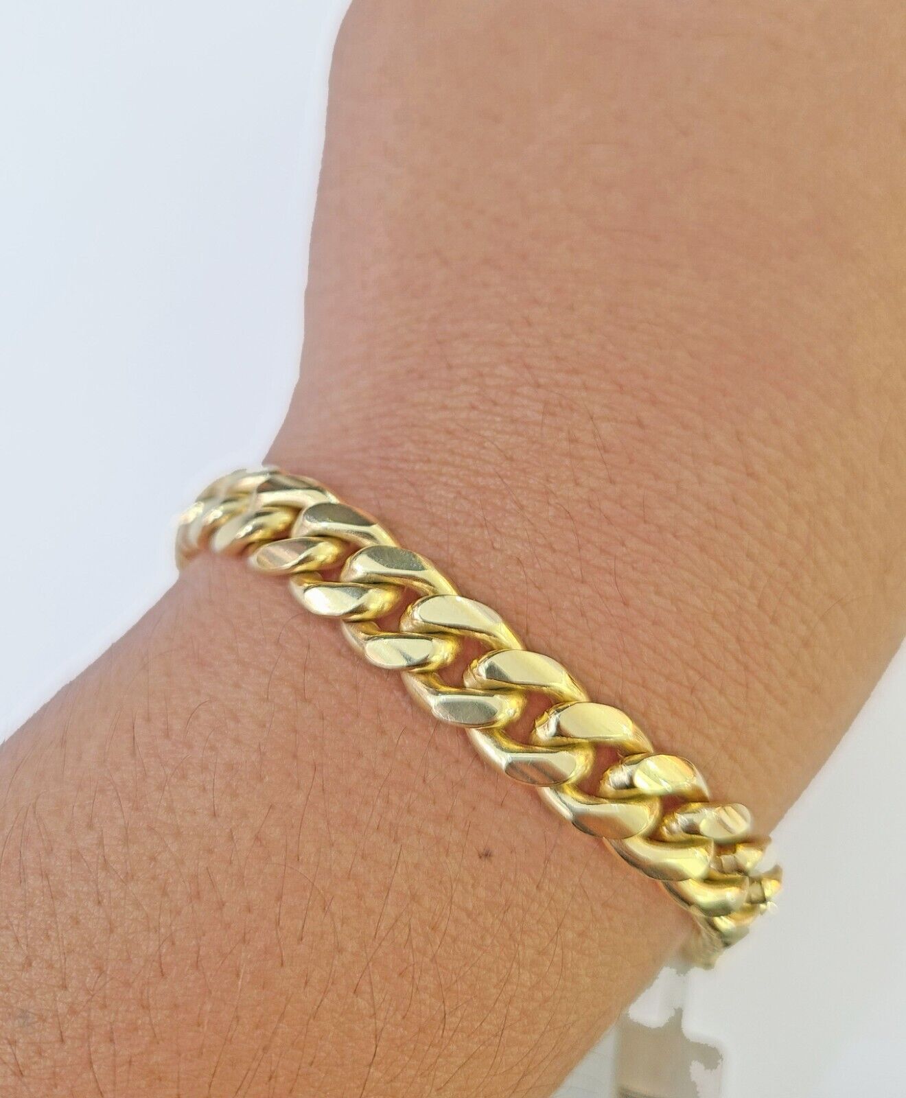 10k Solid Yellow Gold Miami Cuban Bracelet Size 8.5mm 8inches Men Women - GoldenlinQ