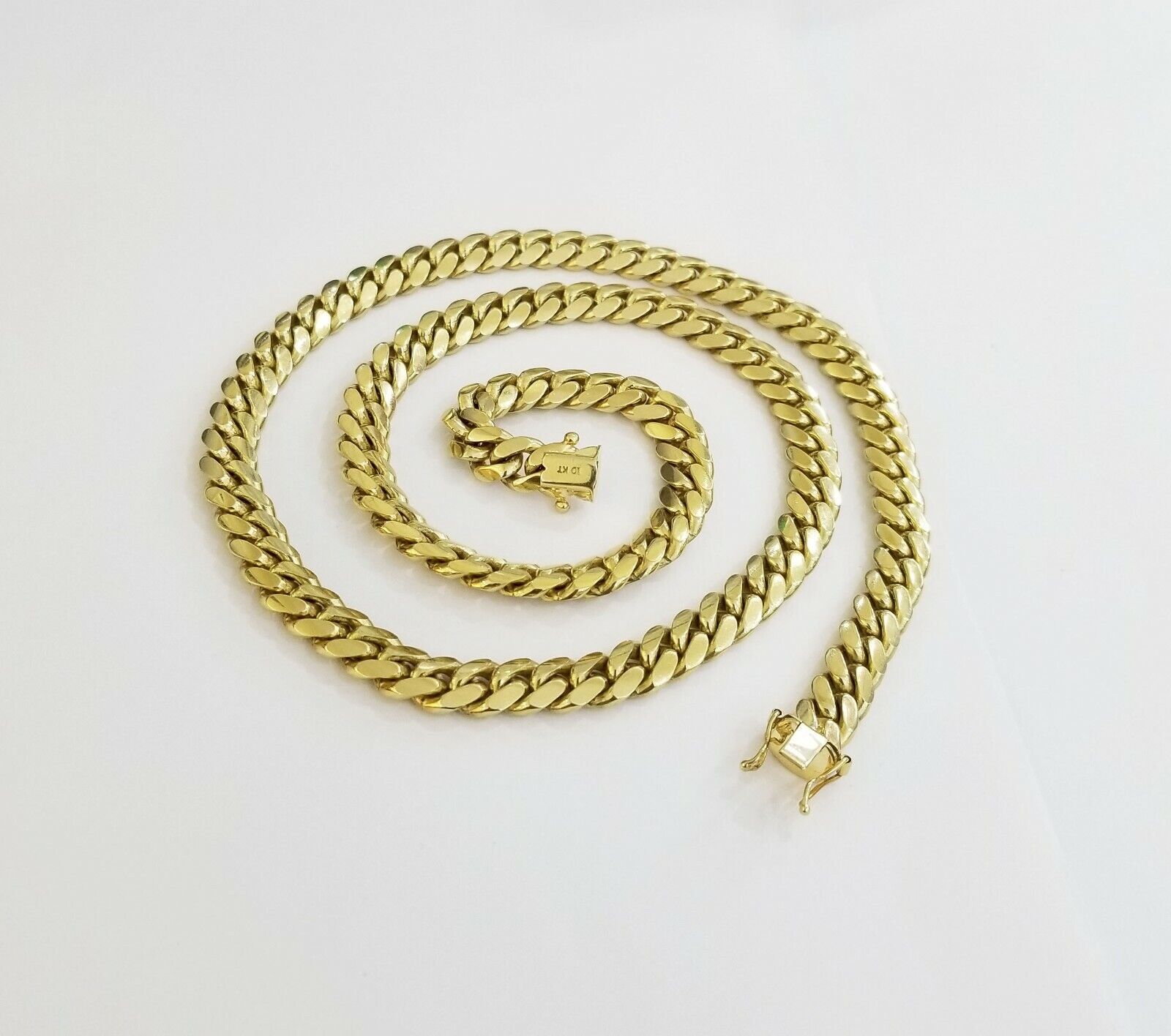 10K SOLID Yellow Gold Miami Cuban Chain 8mm 24" Inch men's Real gold 10kt - GoldenlinQ