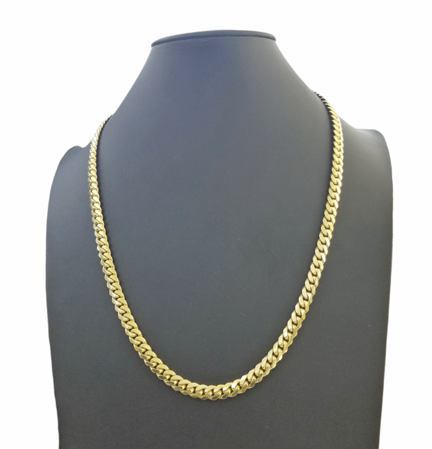 10K SOLID Yellow Gold Miami Cuban Link Chain 26 Inch 7mm Box Lock Necklace Real - GoldenlinQ