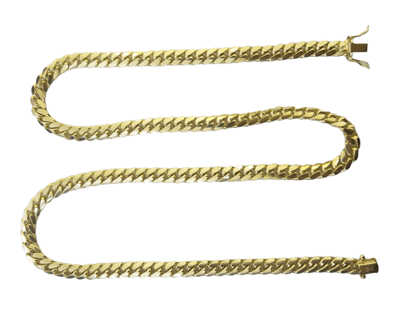 10K SOLID Yellow Gold Miami Cuban Link Chain 26 Inch 7mm Box Lock Necklace Real - GoldenlinQ