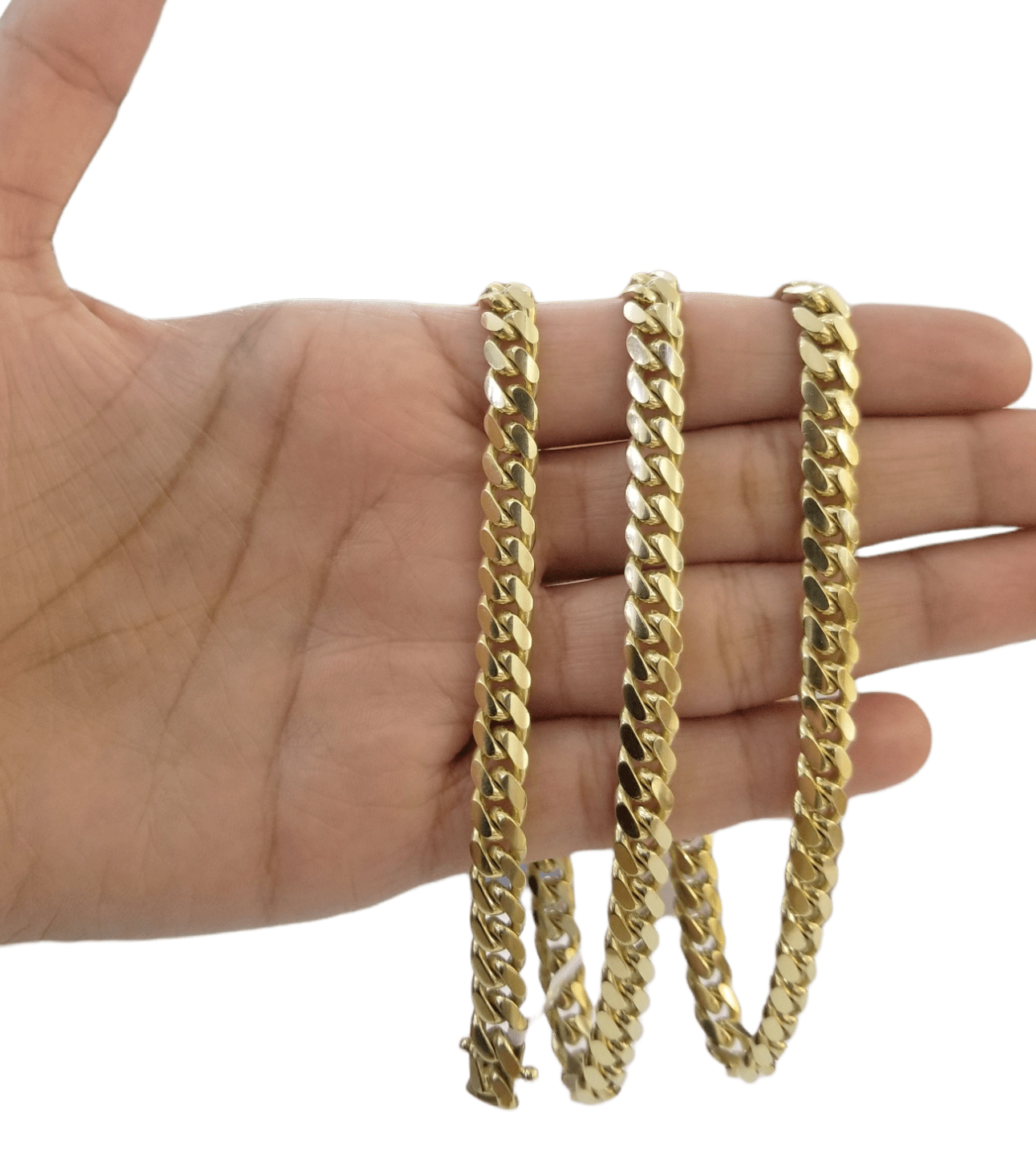 10K SOLID Yellow Gold Miami Cuban Link Chain 26 Inch 7mm Box Lock Necklace Real - GoldenlinQ