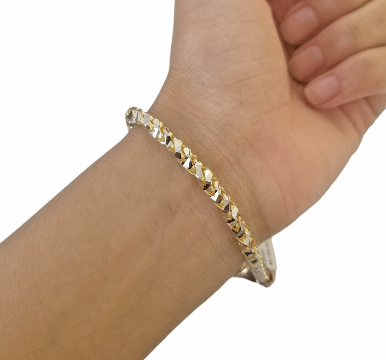 10k Solid Yellow Gold Palm Bracelet 5mm 8" Inch Diamond Cut Real 10Kt - GoldenlinQ