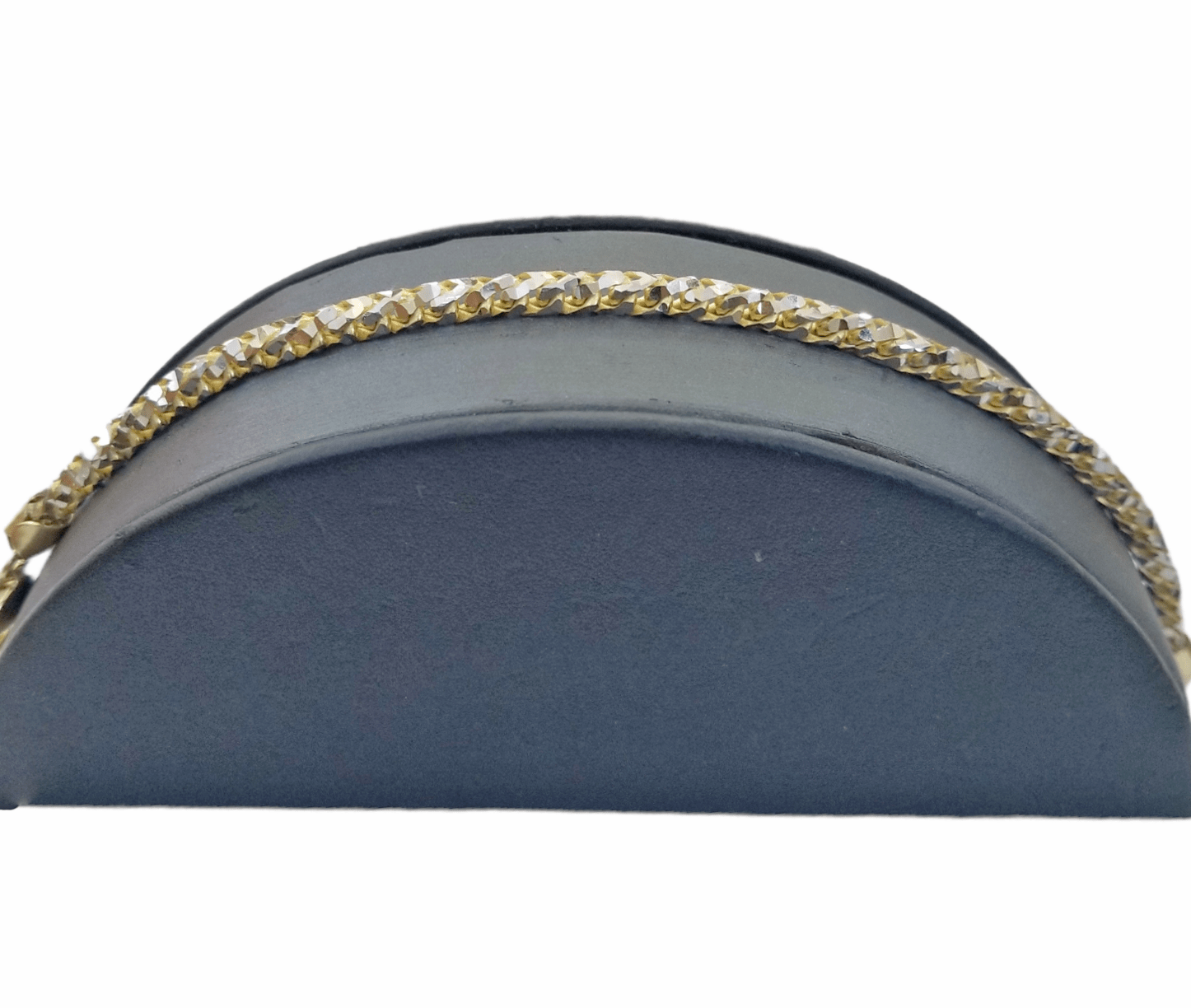 10k Solid Yellow Gold Palm Bracelet 5mm 8" Inch Diamond Cut Real 10Kt - GoldenlinQ