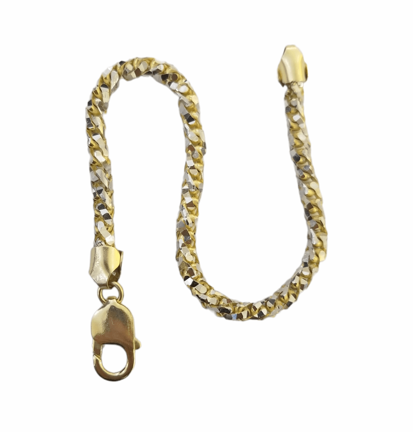 10k Solid Yellow Gold Palm Bracelet 5mm 8" Inch Diamond Cut Real 10Kt - GoldenlinQ