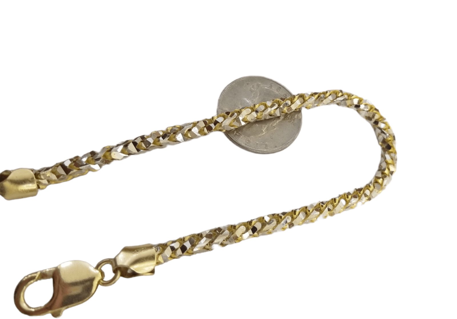 10k Solid Yellow Gold Palm Bracelet 5mm 8" Inch Diamond Cut Real 10Kt - GoldenlinQ