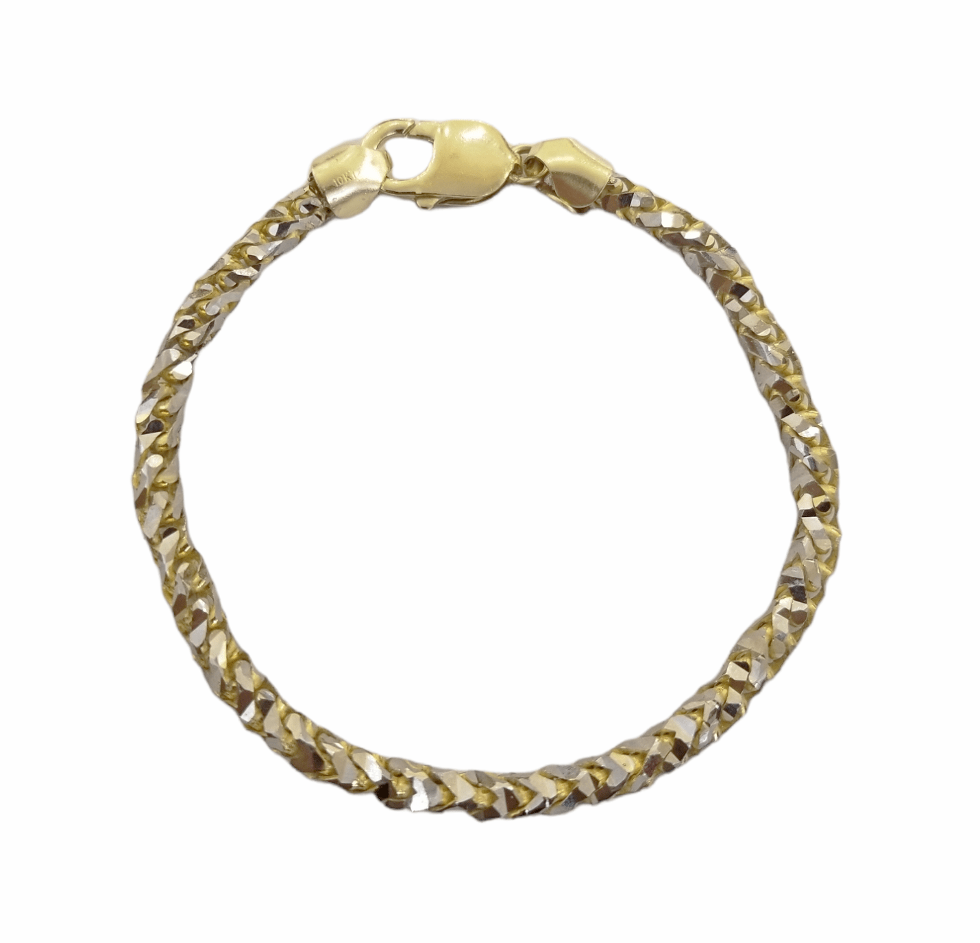 10k Solid Yellow Gold Palm Bracelet 5mm 8" Inch Diamond Cut Real 10Kt - GoldenlinQ