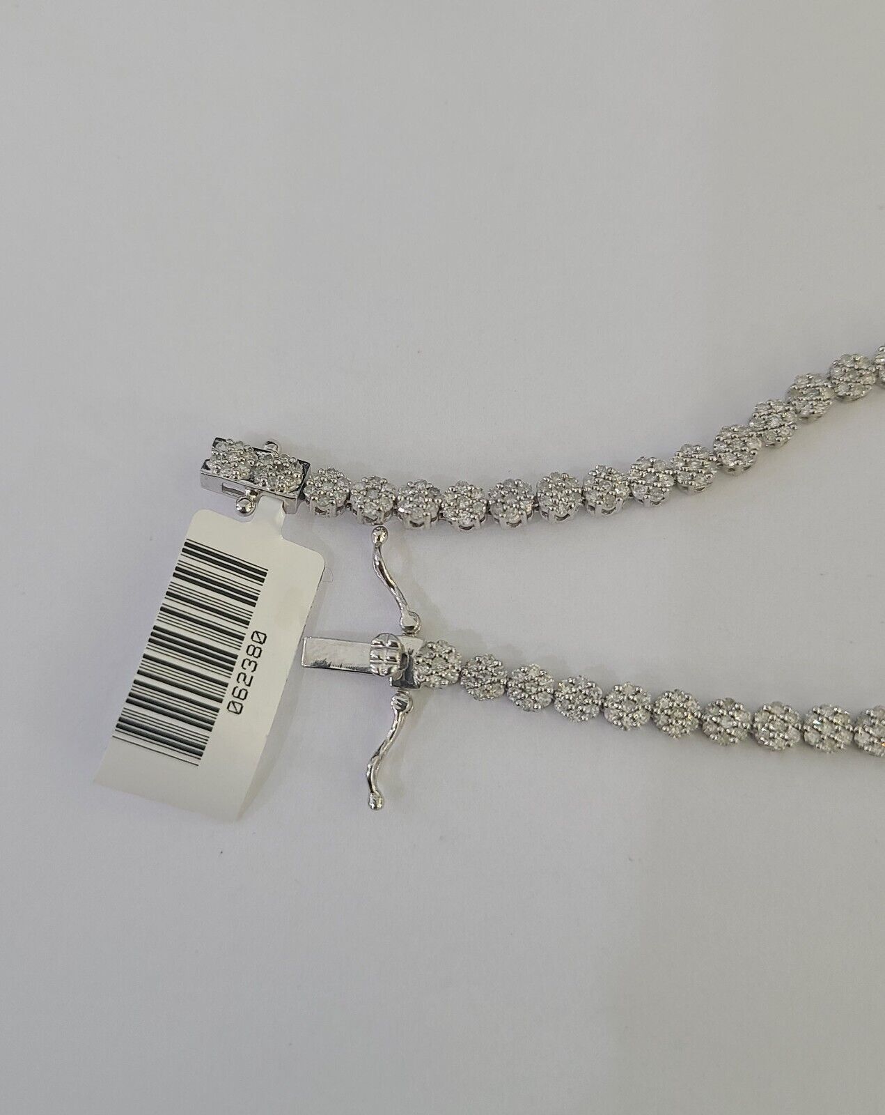 10K White Gold Diamond Bracelet Flower Women Ladies 7" REAL Genuine Gold - GoldenlinQ