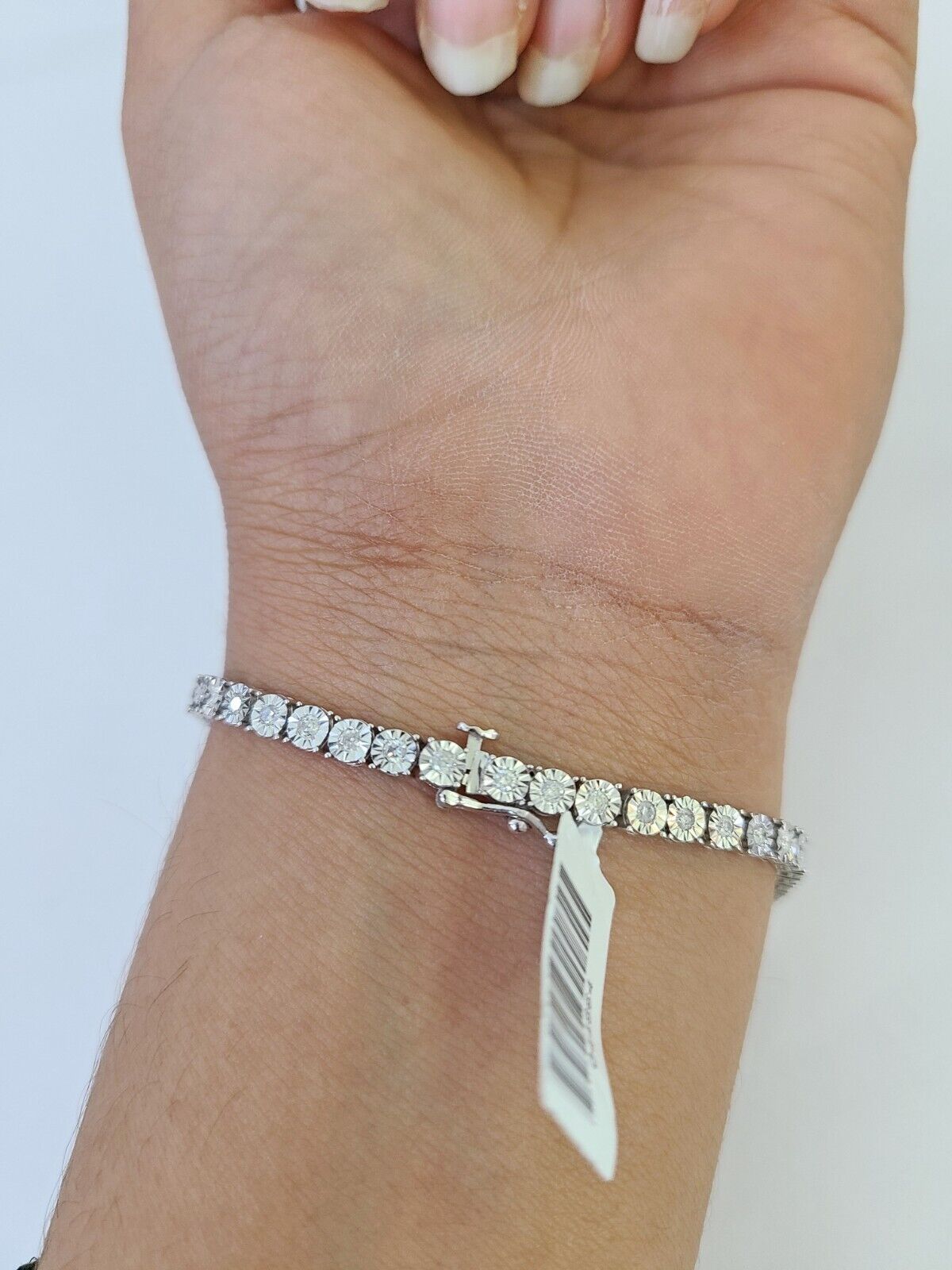 10K White Gold Diamond Bracelet Women Ladies 7" REAL Genuine Gold - GoldenlinQ