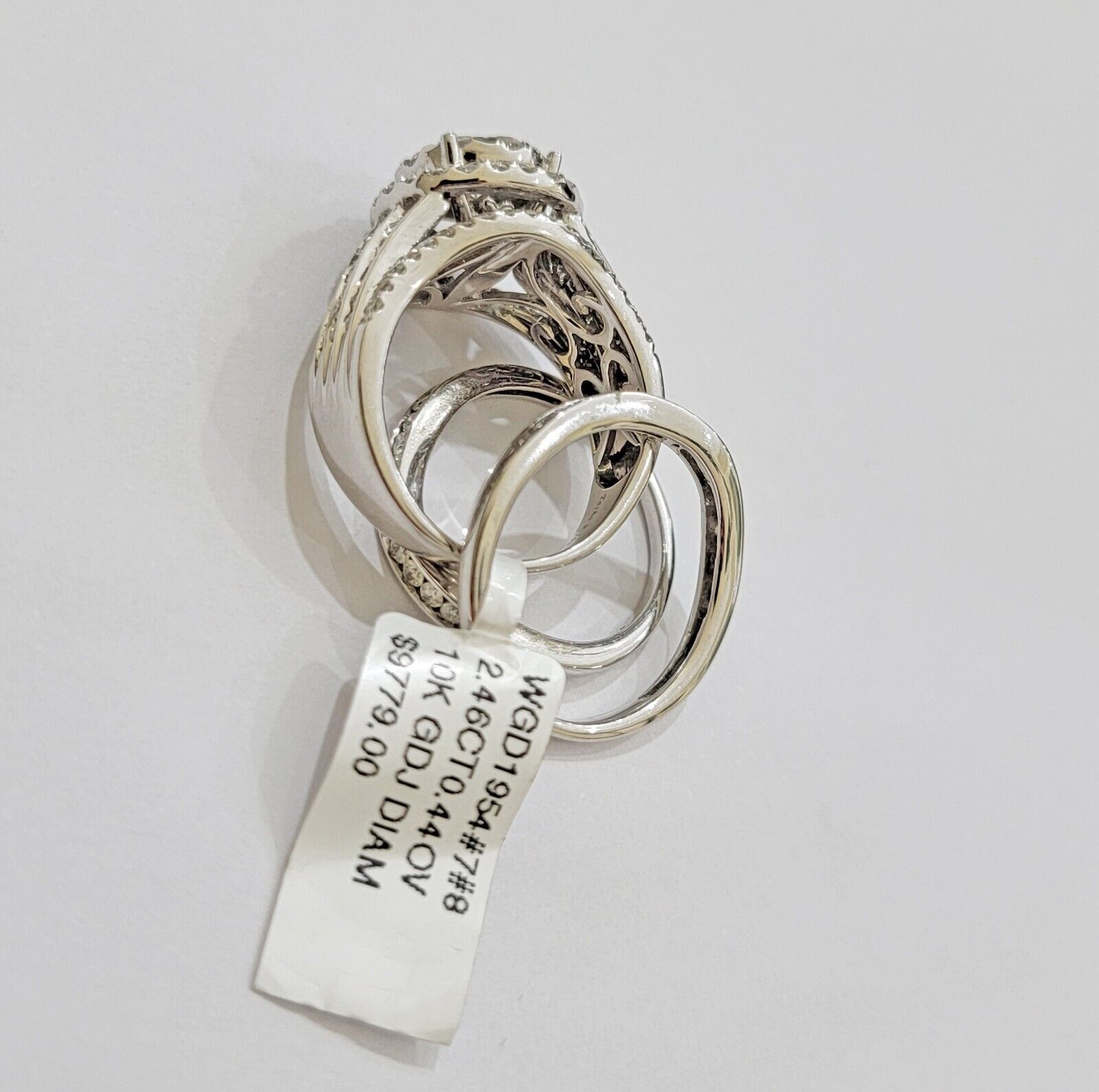 10k White Gold Diamond Ring & Band Ladies 3CTW Wedding Engagement Solid REAL - GoldenlinQ