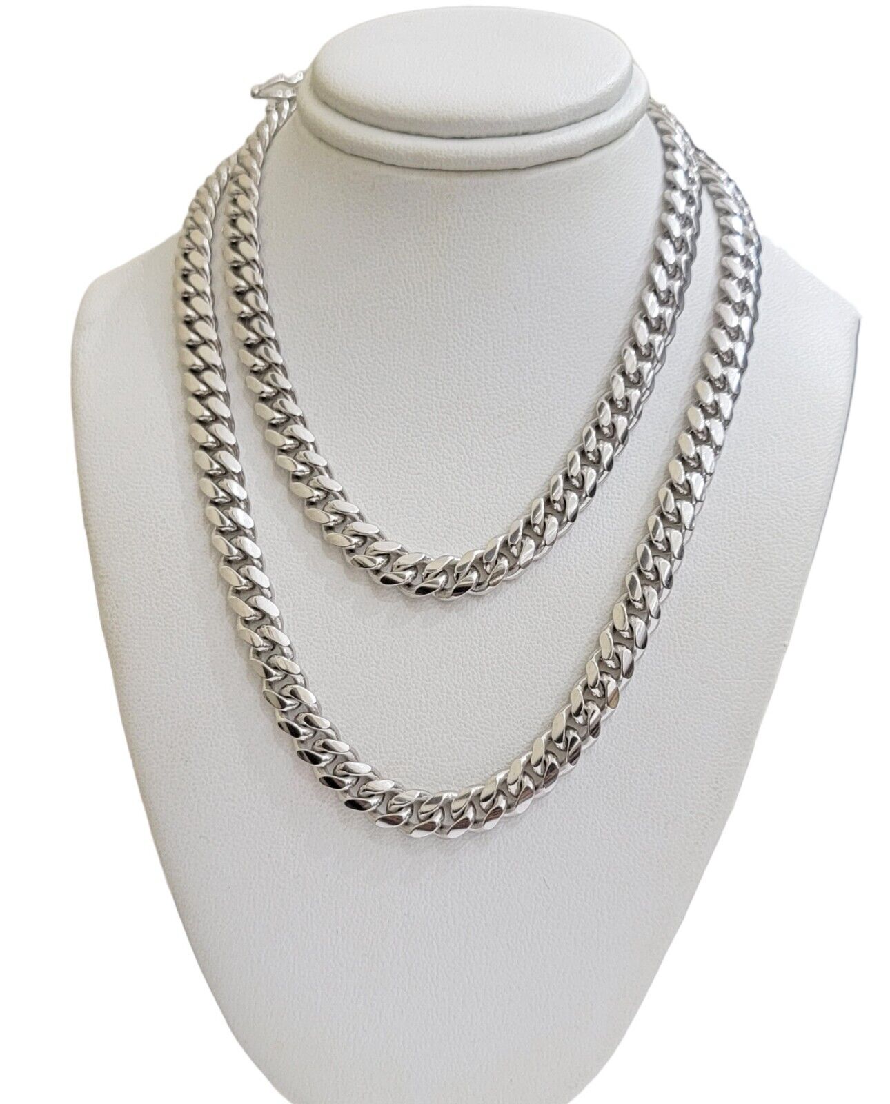 10k White Gold Miami Cuban Link Chain 7mm Solid Necklace 7mm 26" Inch SOLID 10k - GoldenlinQ