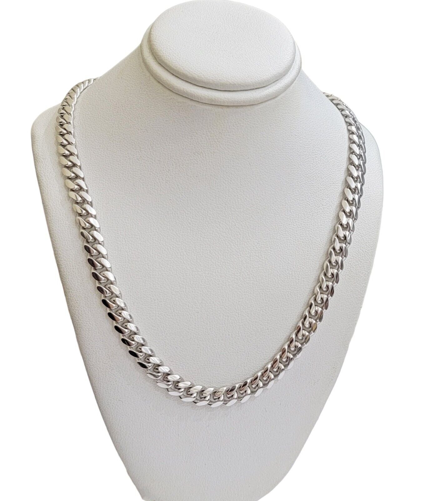 10k White Gold Miami Cuban Link Chain 7mm Solid Necklace 7mm 26" Inch SOLID 10k - GoldenlinQ