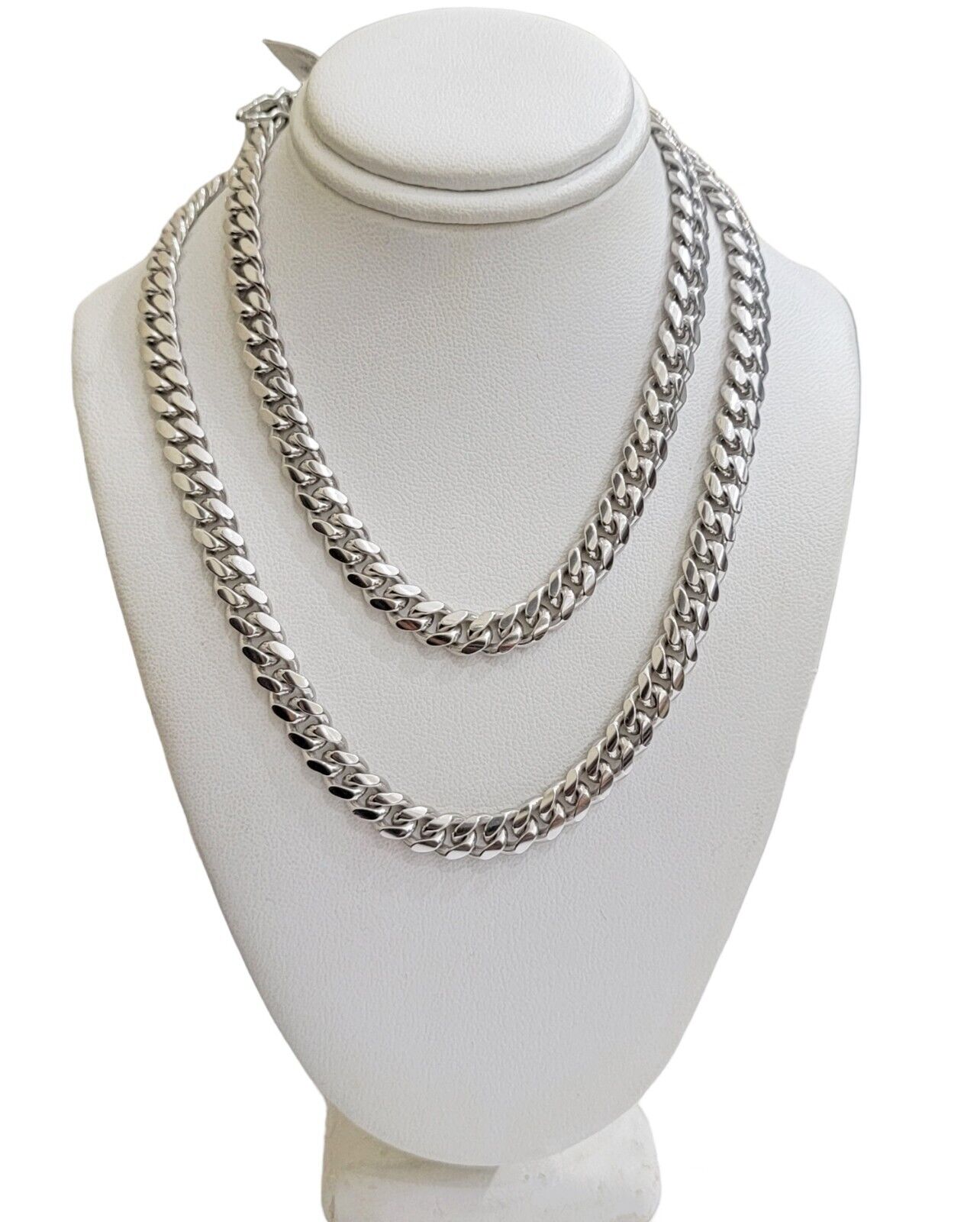 10k White Gold Miami Cuban Link Chain 7mm Solid Necklace 7mm 26" Inch SOLID 10k - GoldenlinQ