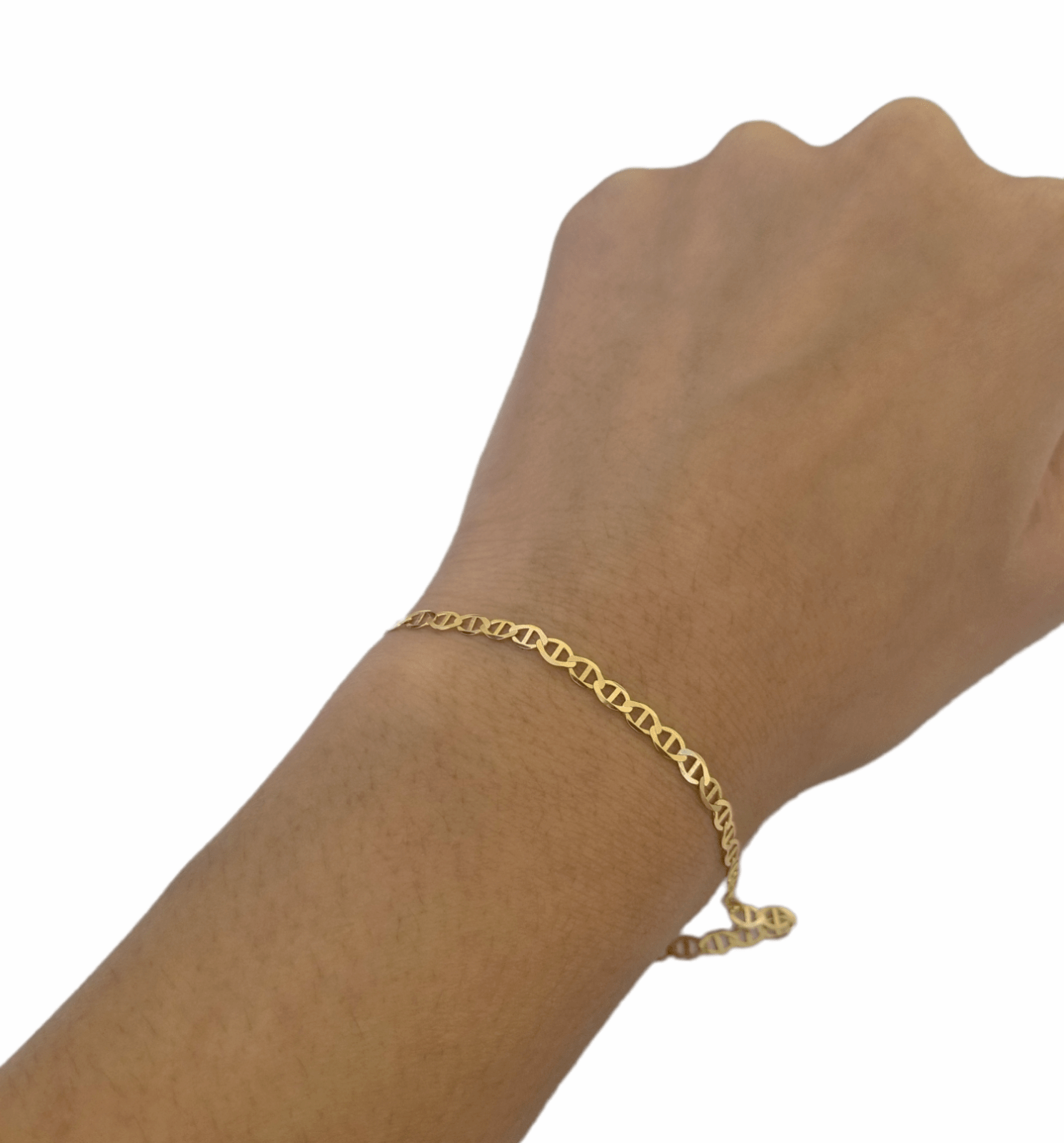 10K Yellow Gold 3mm Mariner Anchor Link Bracelet 8" Inch Lobster Lock - GoldenlinQ