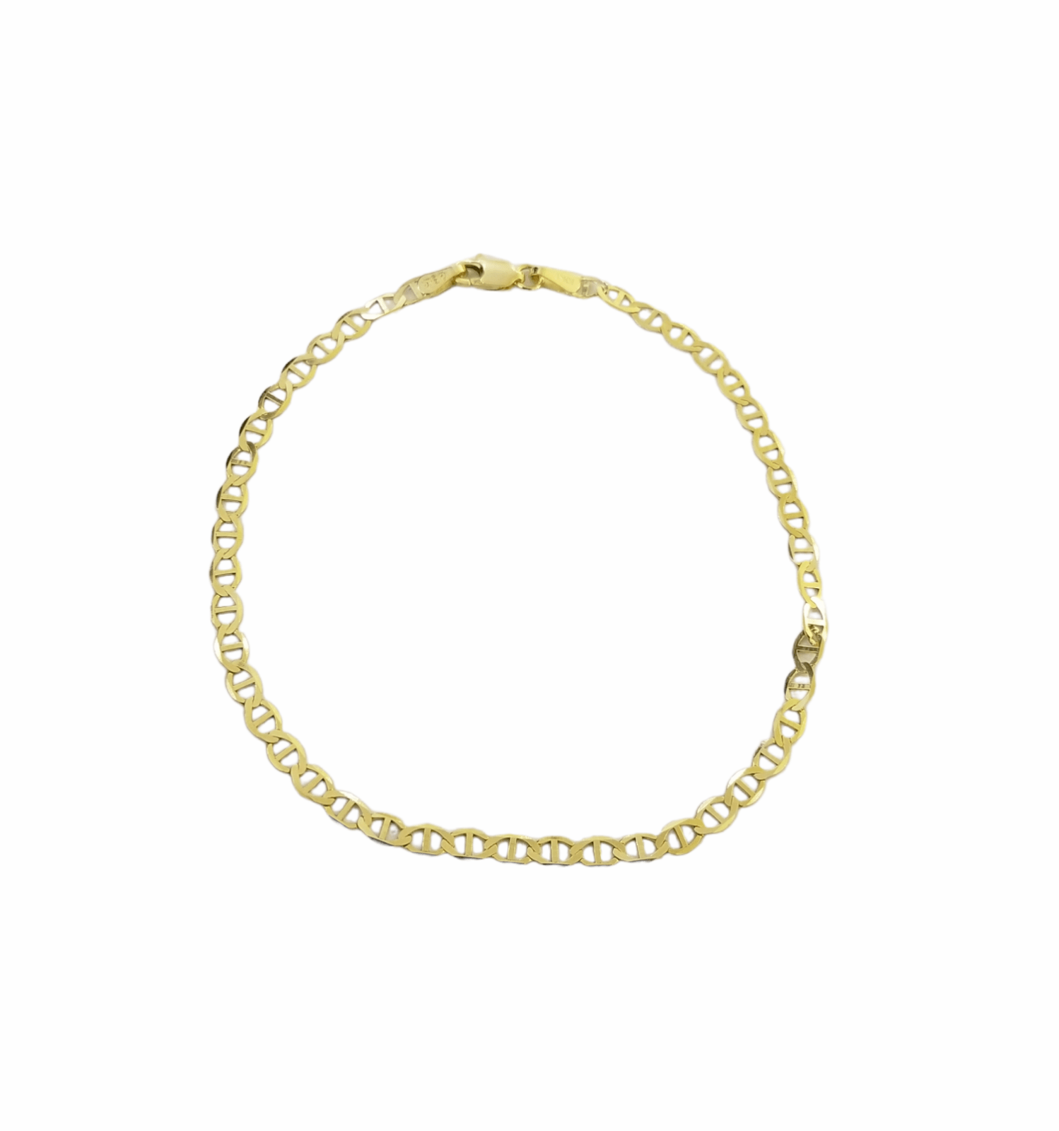 10K Yellow Gold 3mm Mariner Anchor Link Bracelet 8" Inch Lobster Lock - GoldenlinQ