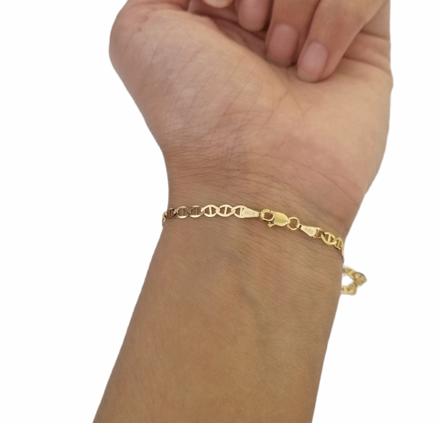 10K Yellow Gold 3mm Mariner Anchor Link Bracelet 8" Inch Lobster Lock - GoldenlinQ