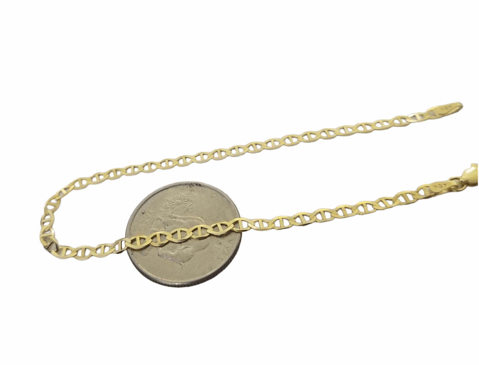 10K Yellow Gold 3mm Mariner Anchor Link Bracelet 8" Inch Lobster Lock - GoldenlinQ