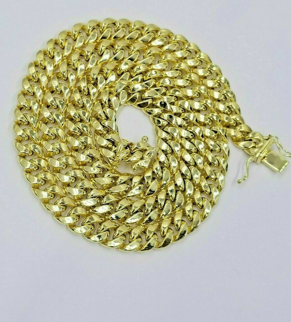 10k Yellow Gold 8mm Chain Miami Cuban Link Necklace 26" Real Box Clasp REAL 10kt - GoldenlinQ