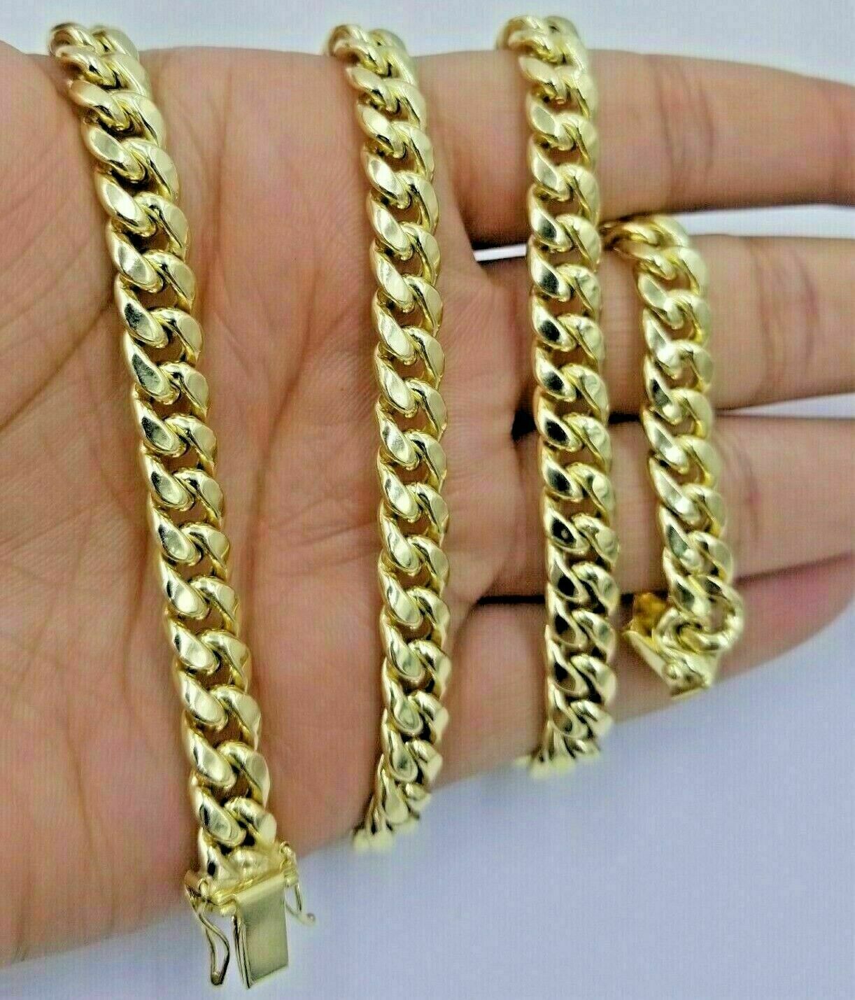 10K Yellow Gold 8mm Real Miami Cuban Link Chain Pendant Necklace Box Lock 18 - 30" - GoldenlinQ