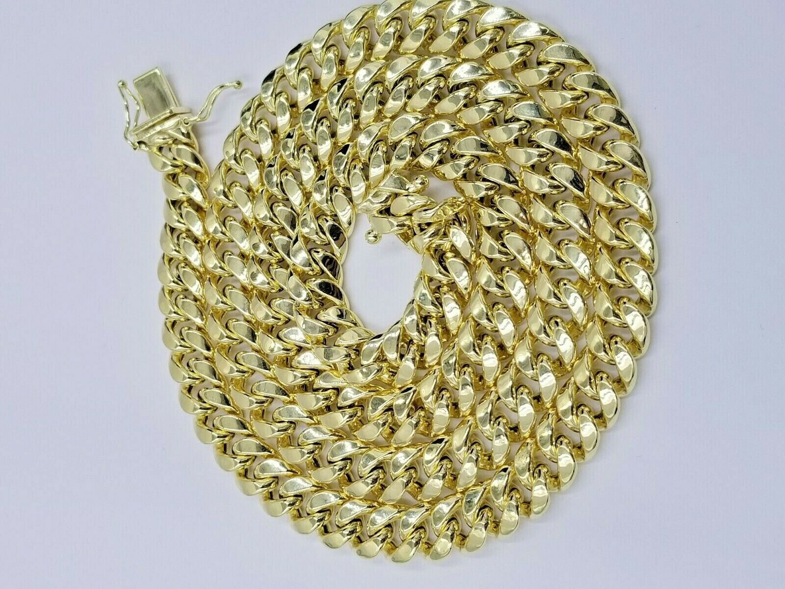 10K Yellow Gold 8mm Real Miami Cuban Link Chain Pendant Necklace Box Lock 18 - 30" - GoldenlinQ