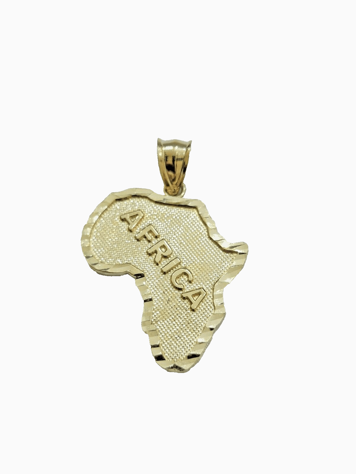 10k Yellow Gold Africa Map Charm Rope Chain 18 Inch Necklace Pendant SET SALE - GoldenlinQ