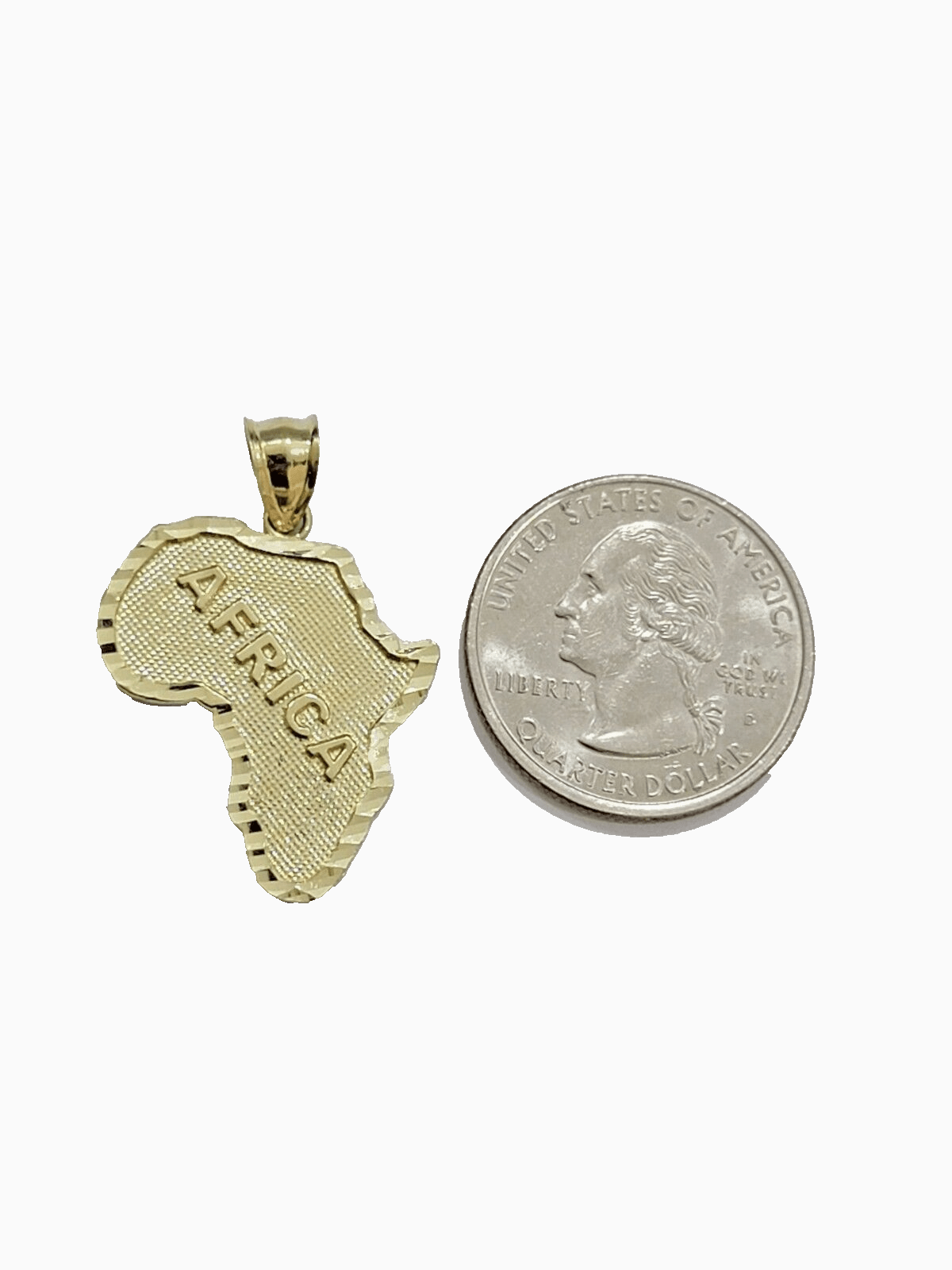 10k Yellow Gold Africa Map Charm Rope Chain 20 Inch Necklace Pendant SET SALE - GoldenlinQ