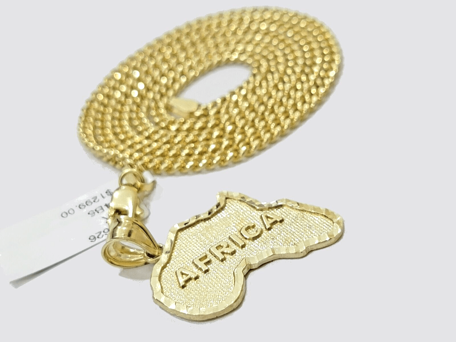 10k Yellow Gold Africa Map Miami Cuban Chain Charm Pendant 18 Inch Necklace SALE - GoldenlinQ