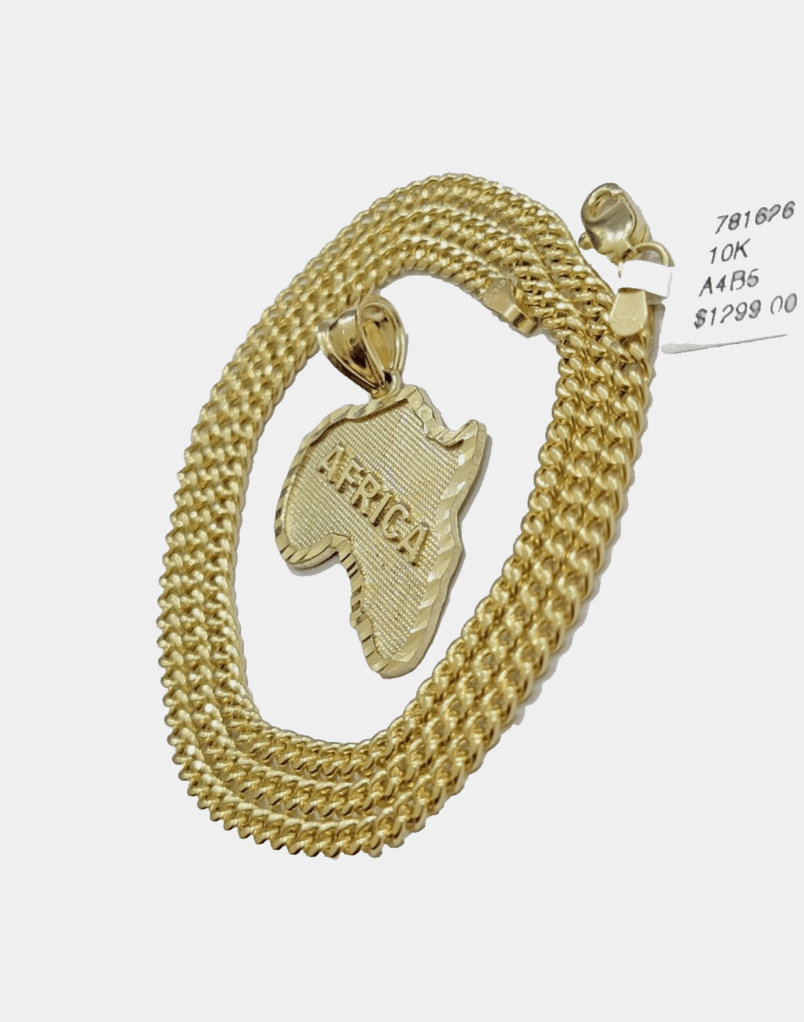 10k Yellow Gold Africa Map Miami Cuban Chain Charm Pendant 18 Inch Necklace SALE - GoldenlinQ