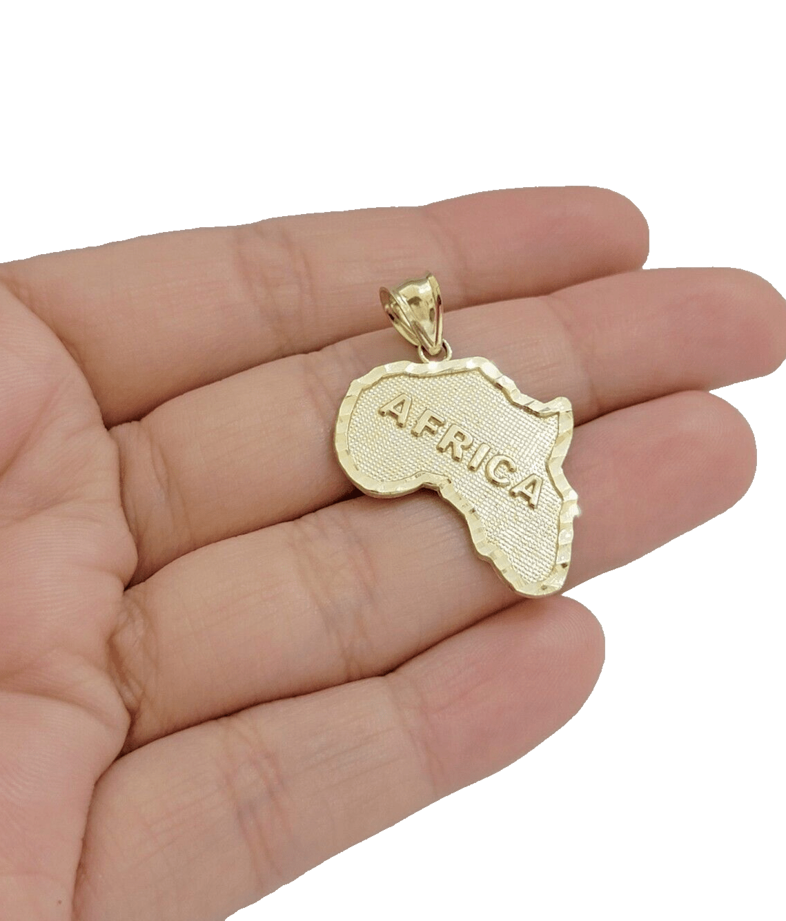 10k Yellow Gold Africa Map Miami Cuban Chain Charm Pendant 18 Inch Necklace SALE - GoldenlinQ