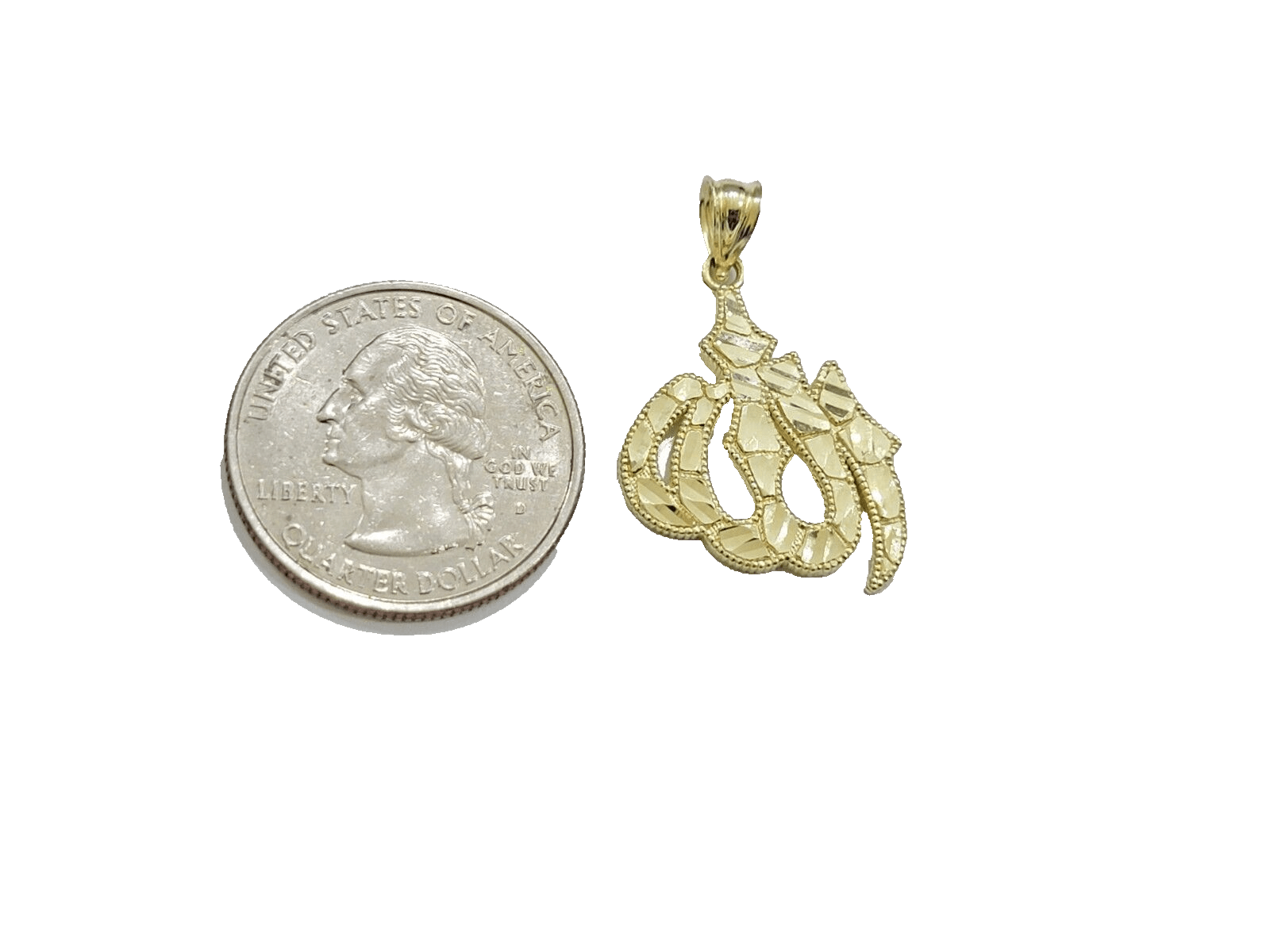 10k Yellow Gold Allah Charm Miami Cuban Chain 18 Inch Necklace 10kt Pendant Real - GoldenlinQ