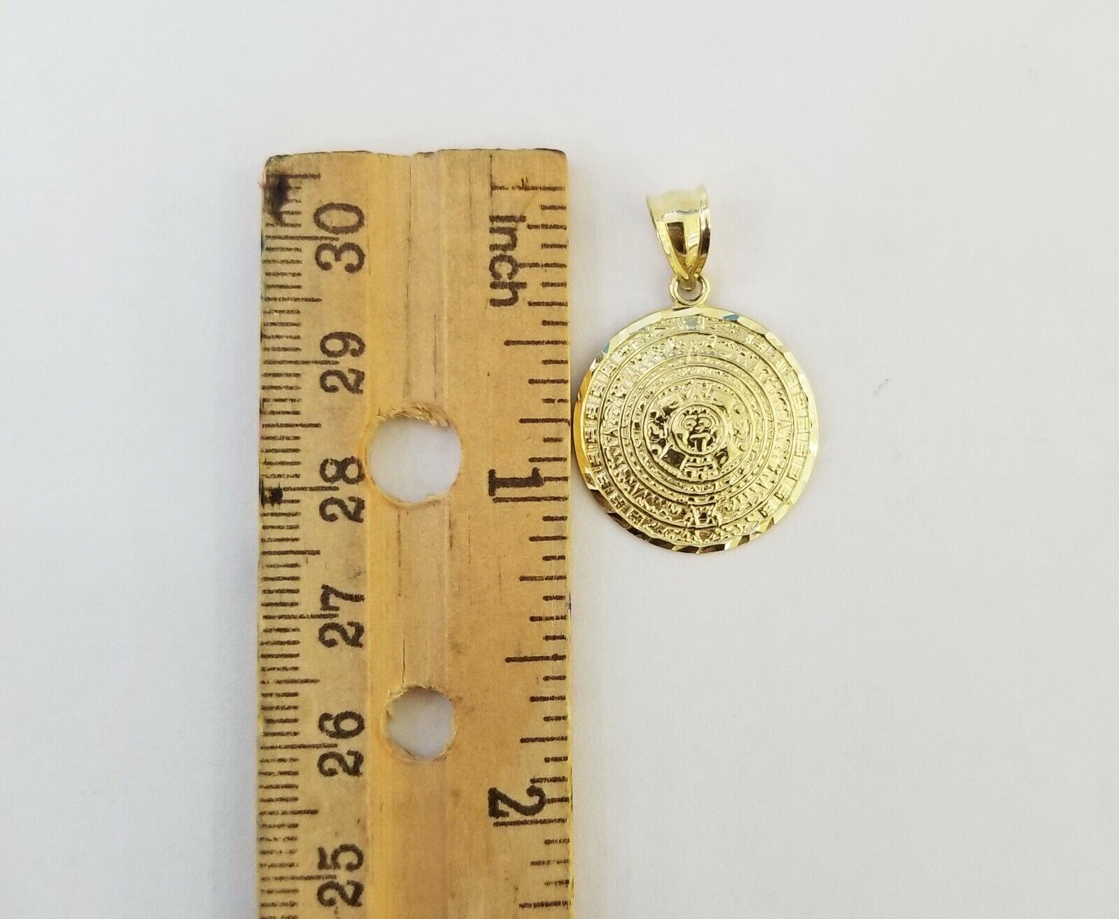 10k Yellow Gold Aztec Calendar Charm Pendant Men Women 10kt Real Gold - GoldenlinQ