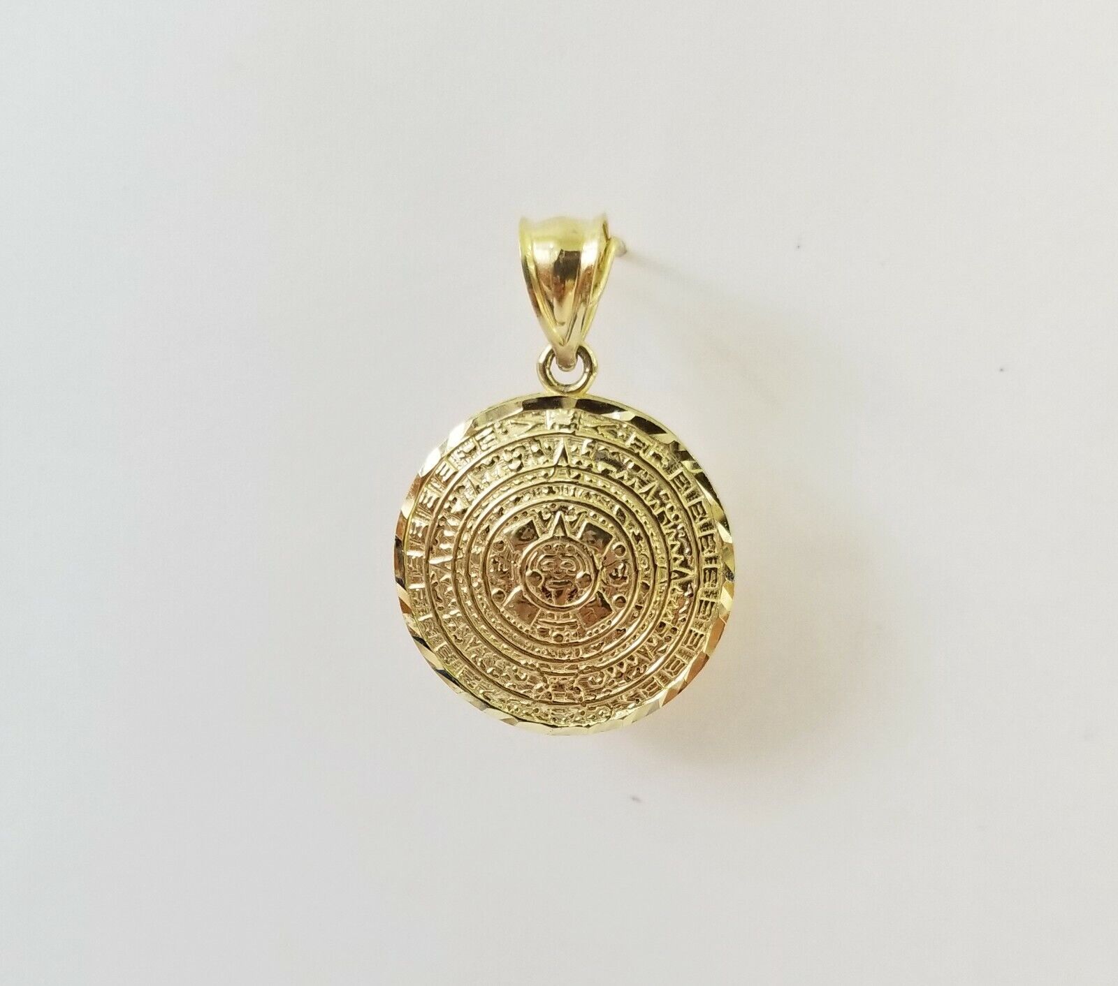 10k Yellow Gold Aztec Calendar Charm Pendant Men Women 10kt Real Gold - GoldenlinQ