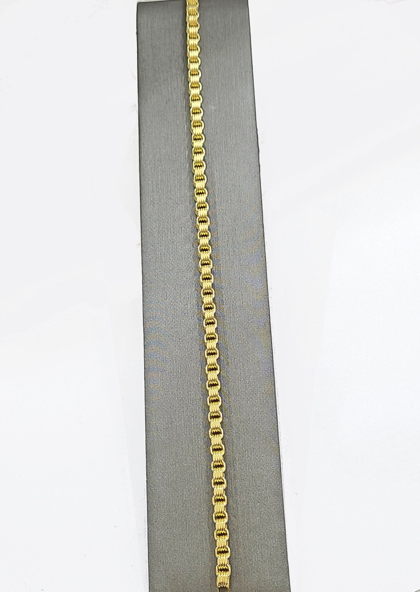 10k Yellow Gold Box Byzantine Bracelet 4mm Unisex 9.5" inch Real 10kt Men Women - GoldenlinQ