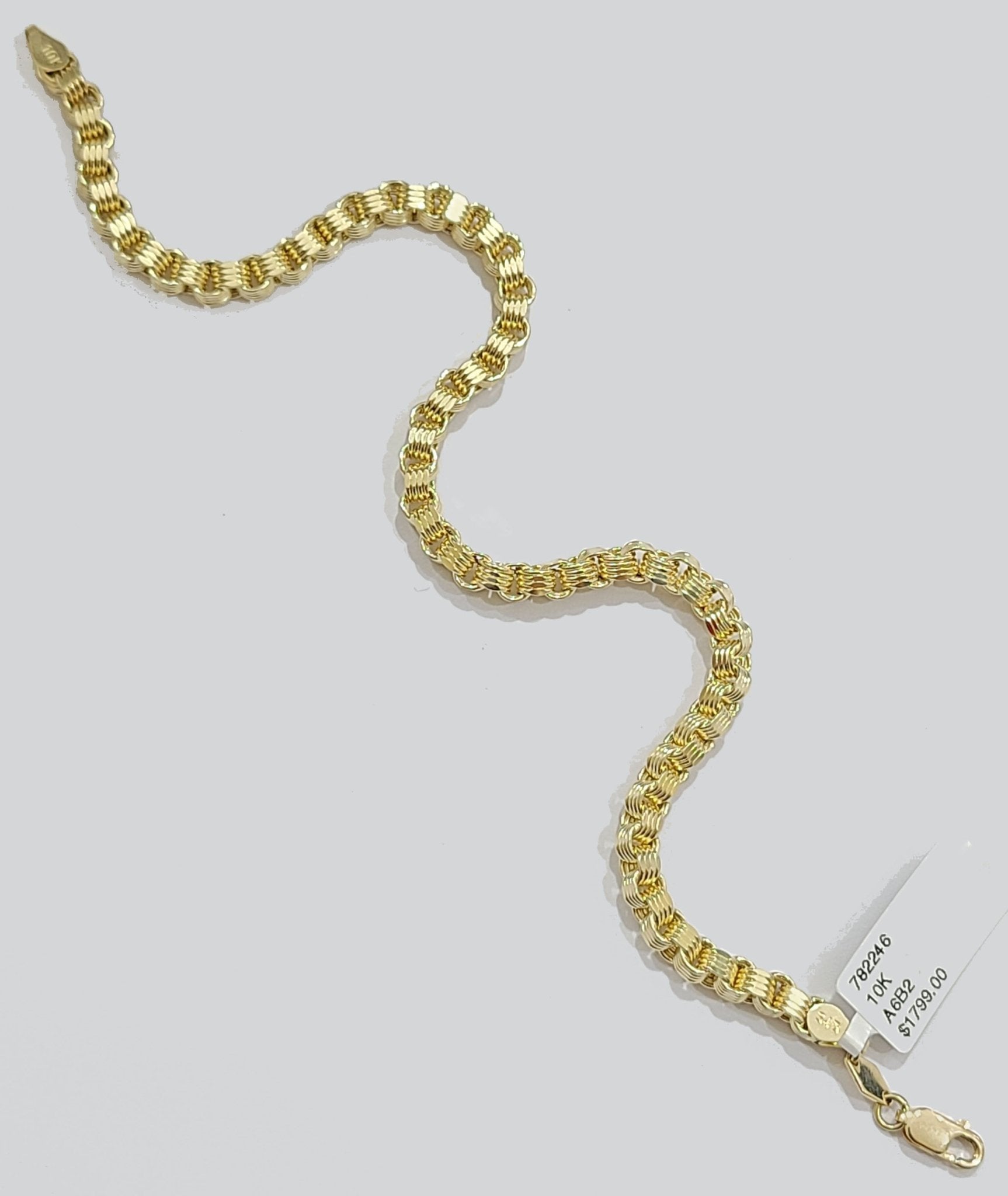 10k Yellow Gold Box Byzantine Bracelet 4mm Unisex 9.5" inch Real 10kt Men Women - GoldenlinQ