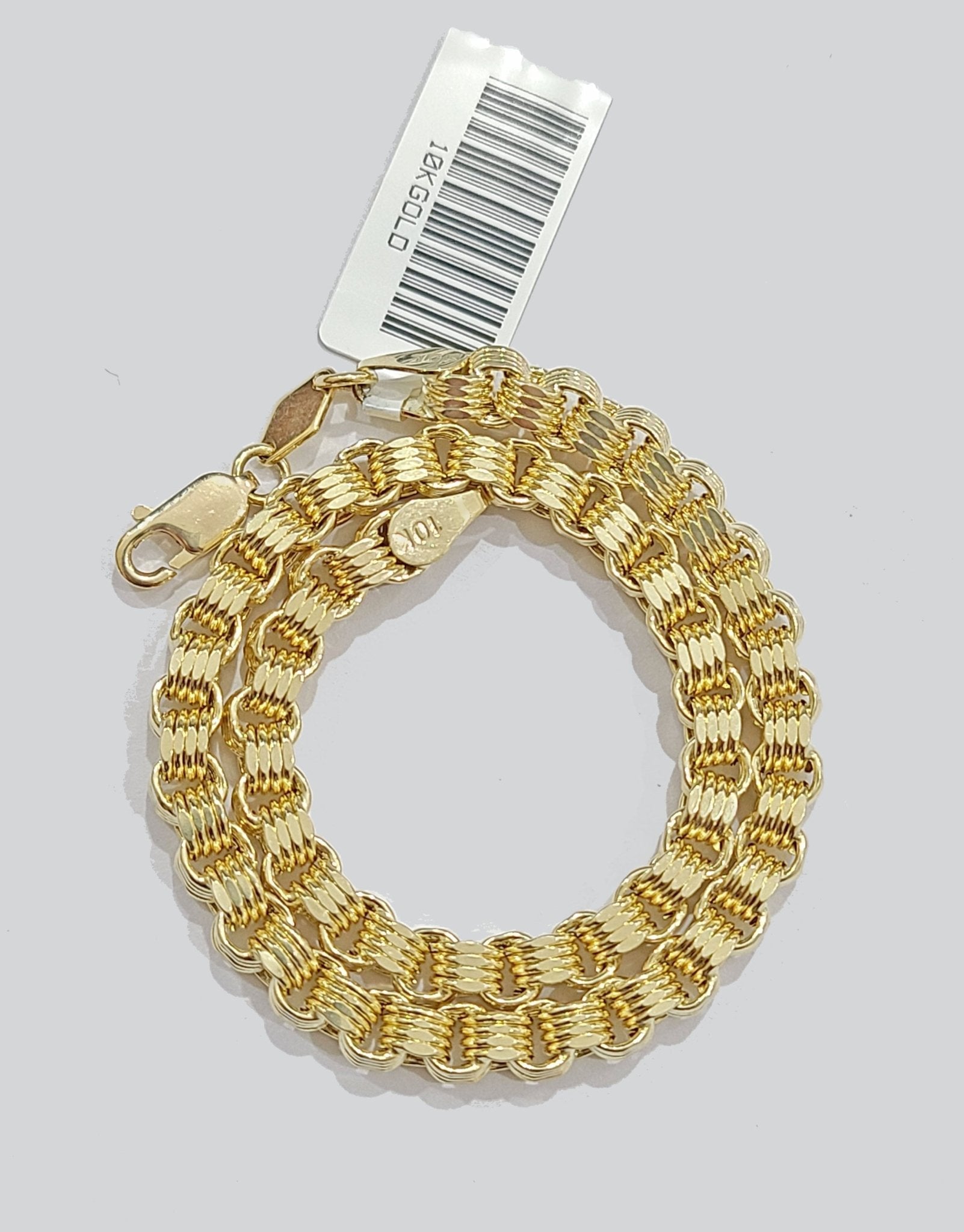 10k Yellow Gold Box Byzantine Bracelet 4mm Unisex 9.5" inch Real 10kt Men Women - GoldenlinQ