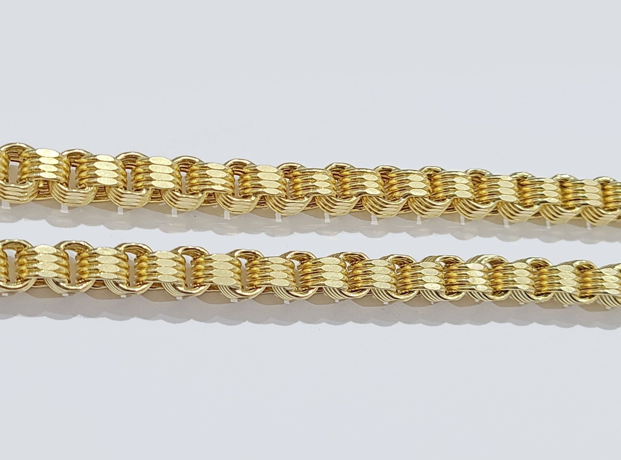 10k Yellow Gold Box Byzantine Chain 7mm 22" inch Unisex Real 10kt Necklace Men's - GoldenlinQ