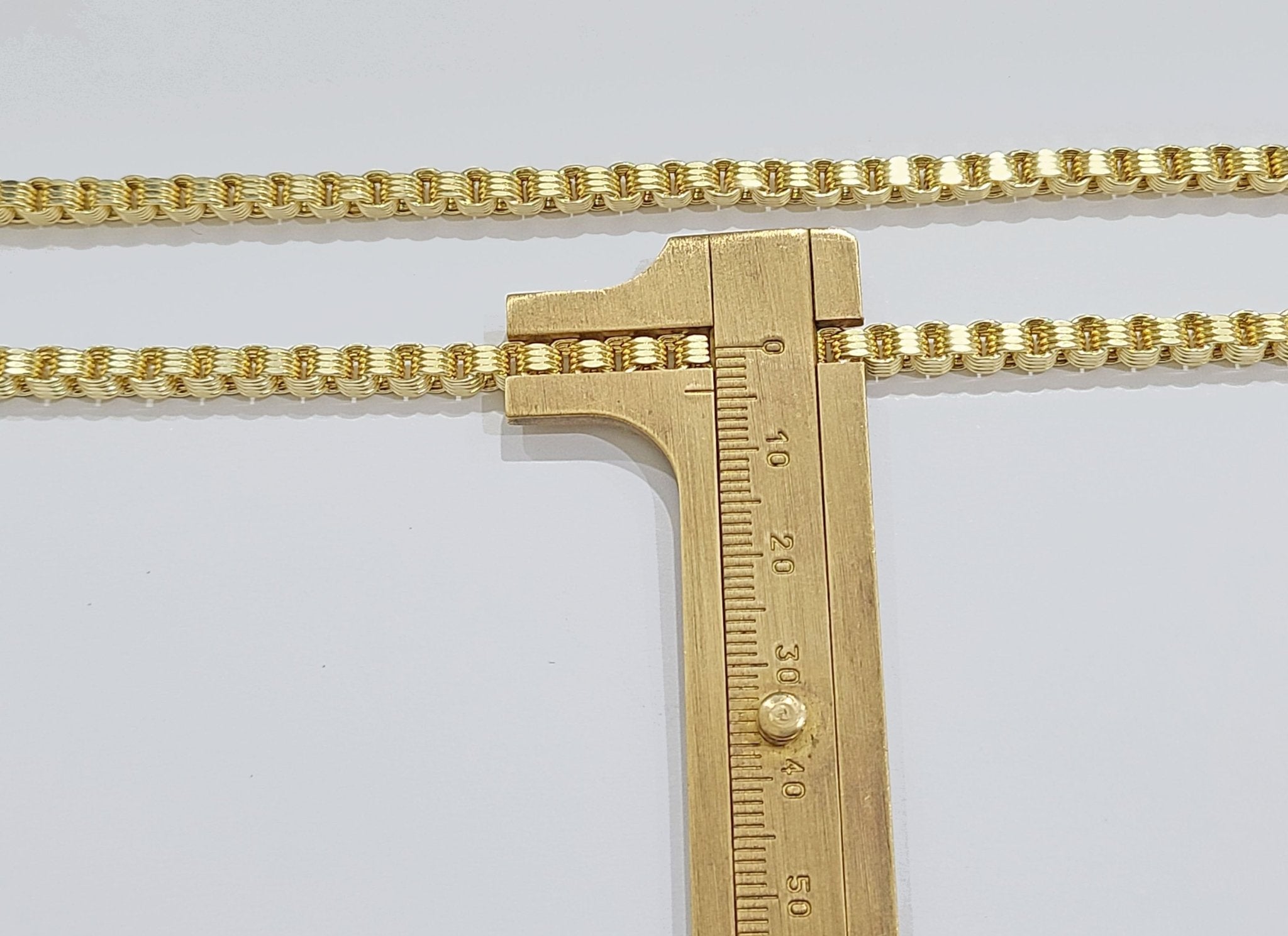 10K Yellow Gold Box Byzantine Chain Necklace 28'' Inch 4mm Real 10kt Lobster Lock - GoldenlinQ