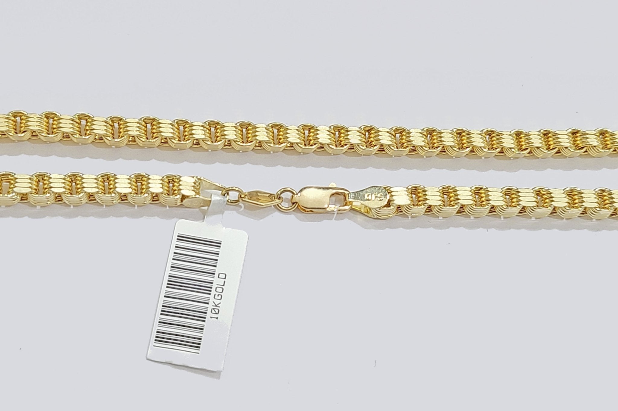 10K Yellow Gold Box Byzantine Chain Necklace 28'' Inch 4mm Real 10kt Lobster Lock - GoldenlinQ
