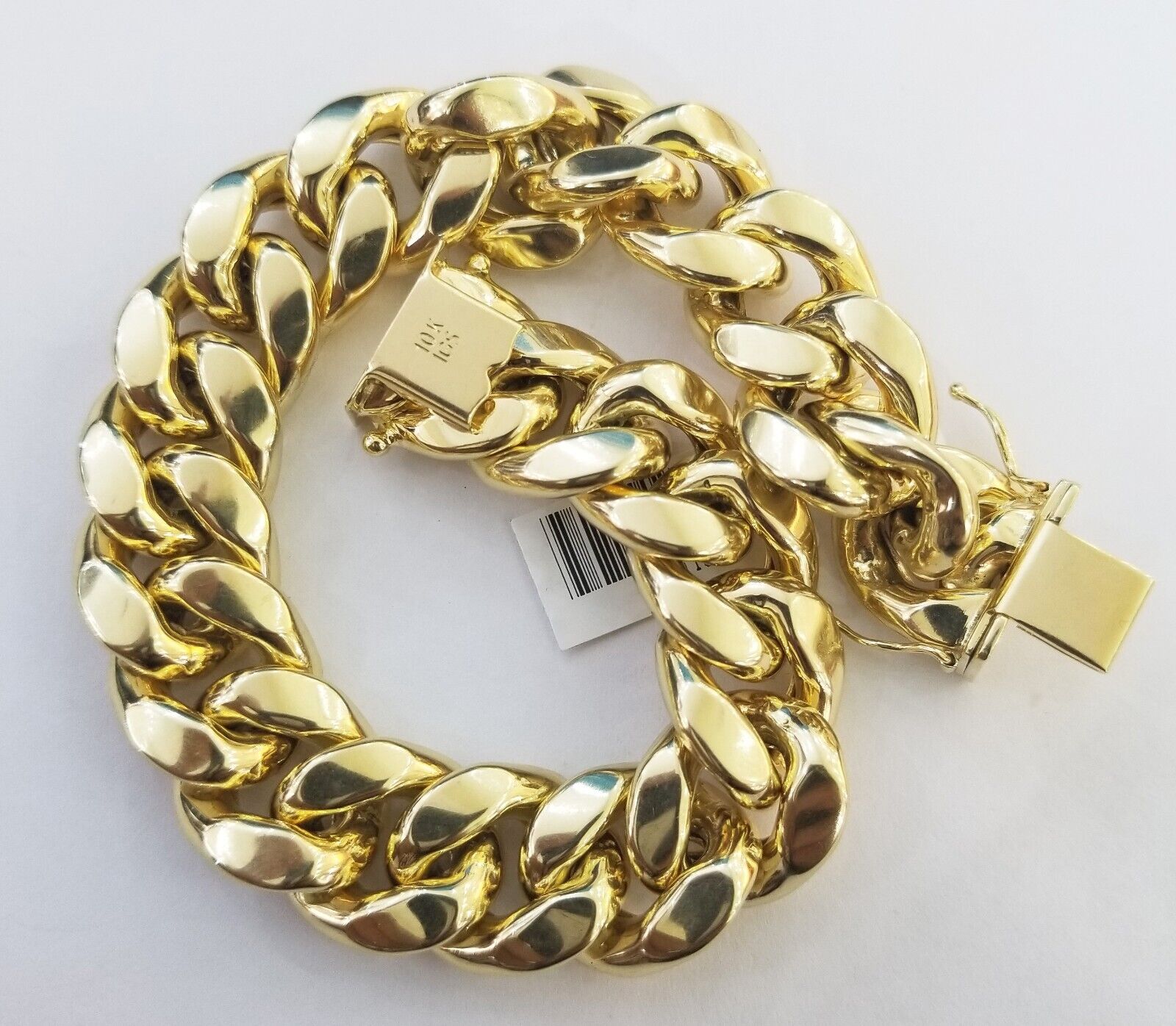 10K Yellow Gold Bracelet 15mm Miami Cuban Link 9" inch Real 10kt Gold Thick,mens - GoldenlinQ