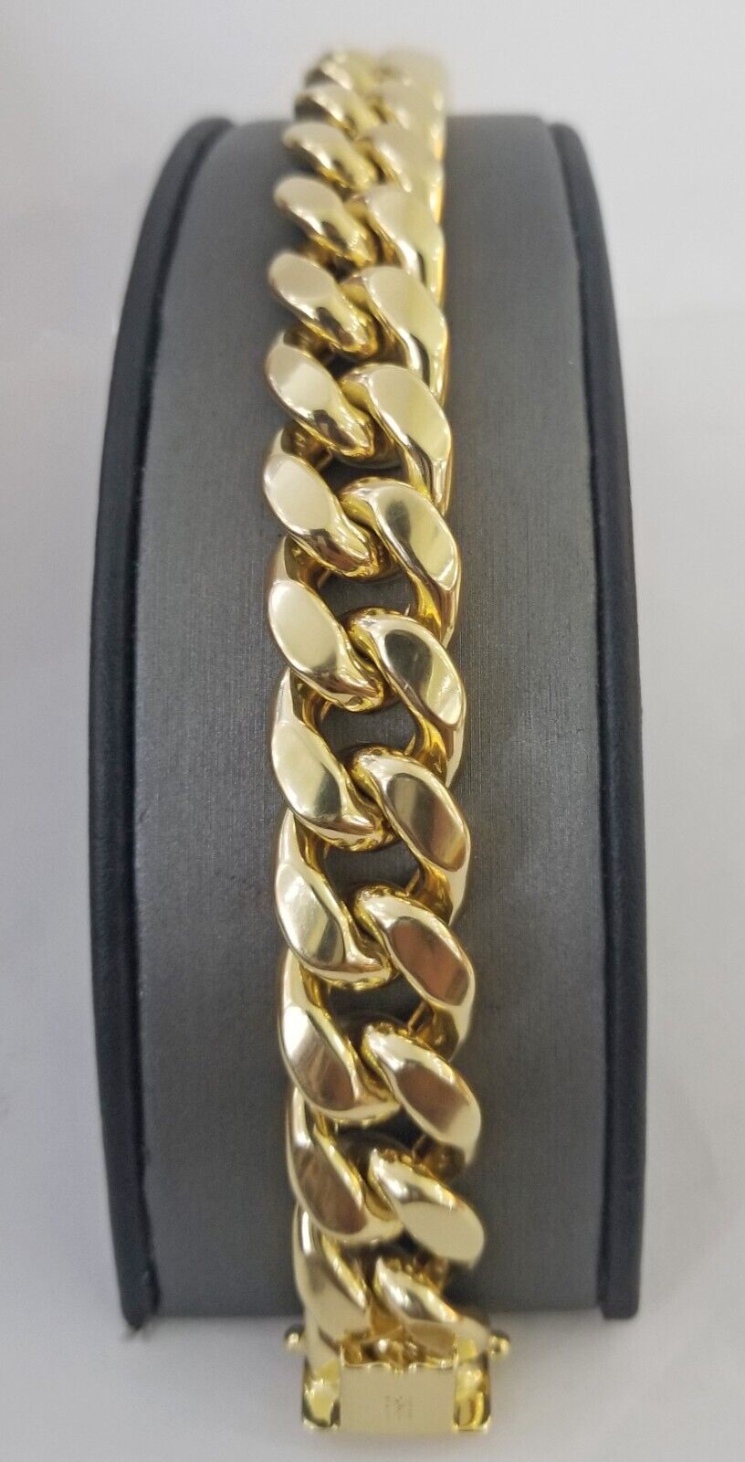 10K Yellow Gold Bracelet 15mm Miami Cuban Link 9" inch Real 10kt Gold Thick,mens - GoldenlinQ