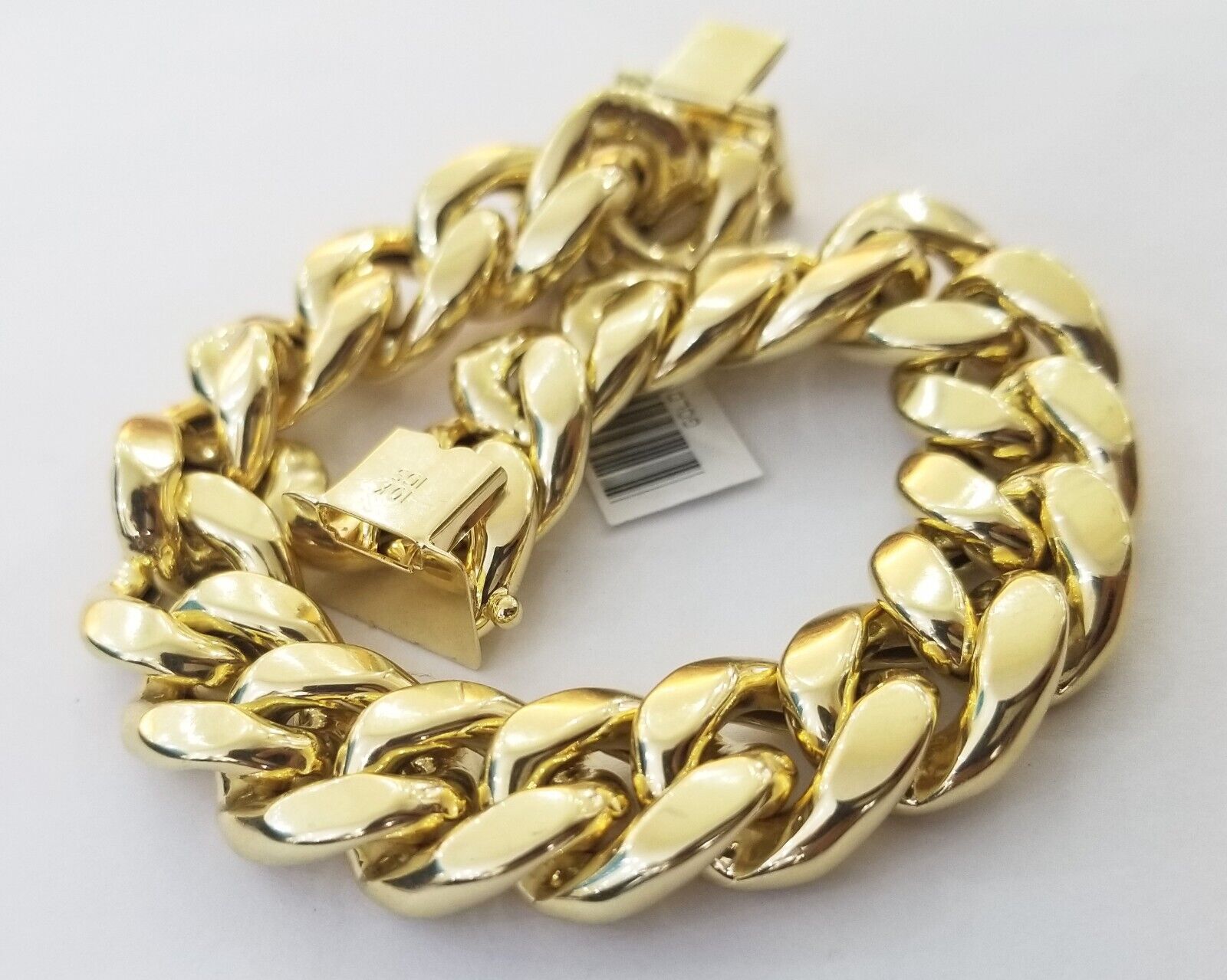 10K Yellow Gold Bracelet 15mm Miami Cuban Link 9" inch Real 10kt Gold Thick,mens - GoldenlinQ